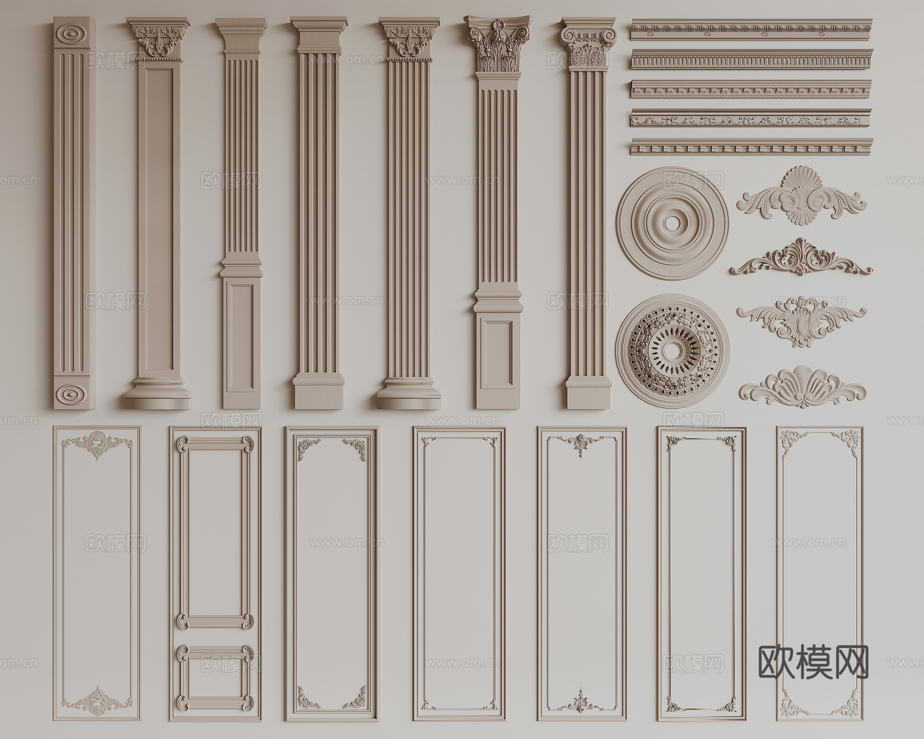 法式石膏线su模型下载（渲染图2）