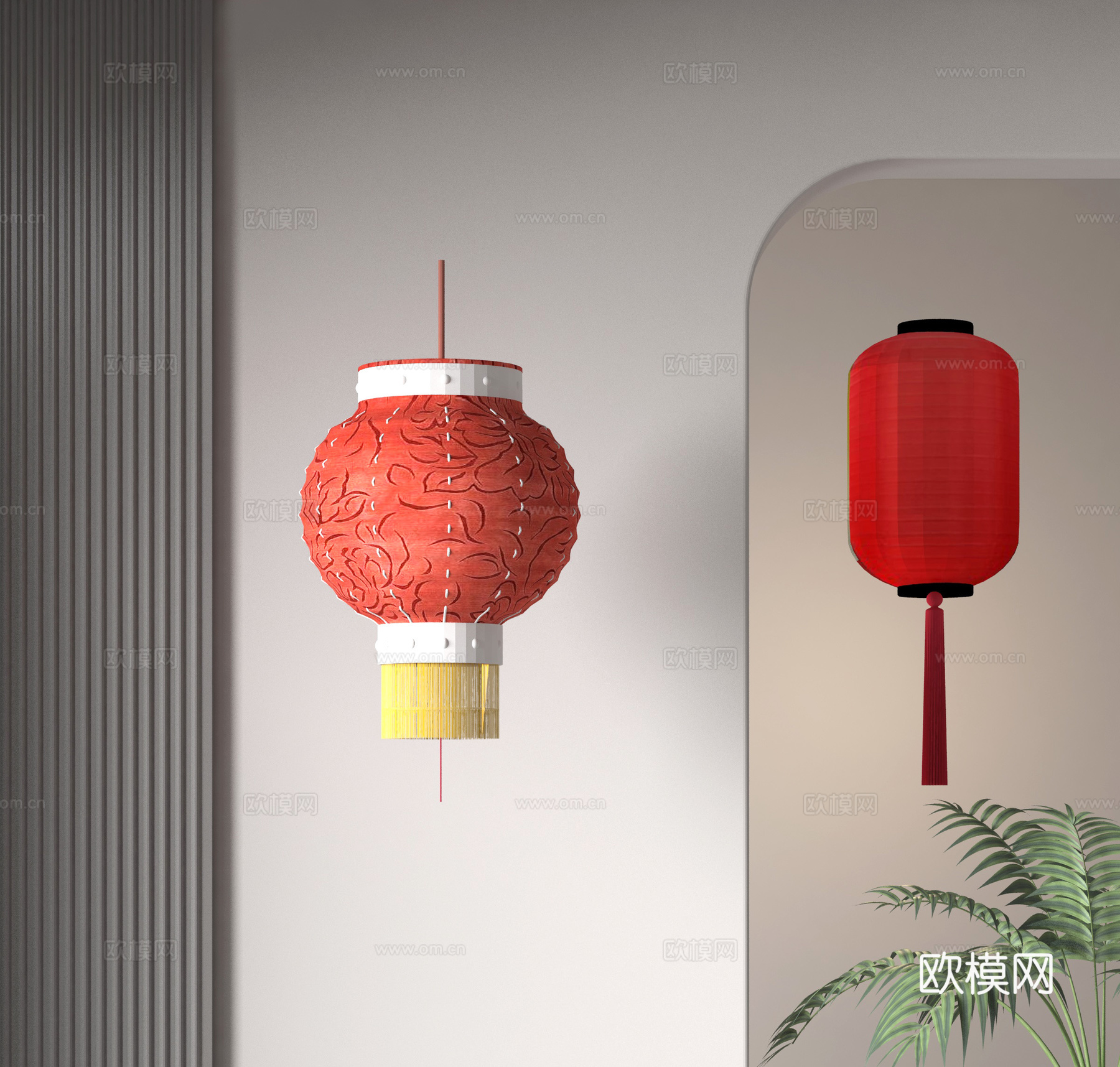 中式灯笼3d模型下载