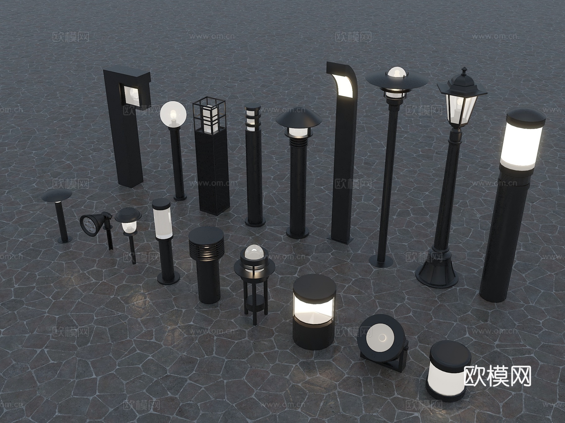 现代户外灯 景观灯 庭院灯 草坪灯 路灯 花园灯su模型下载（渲染图2）