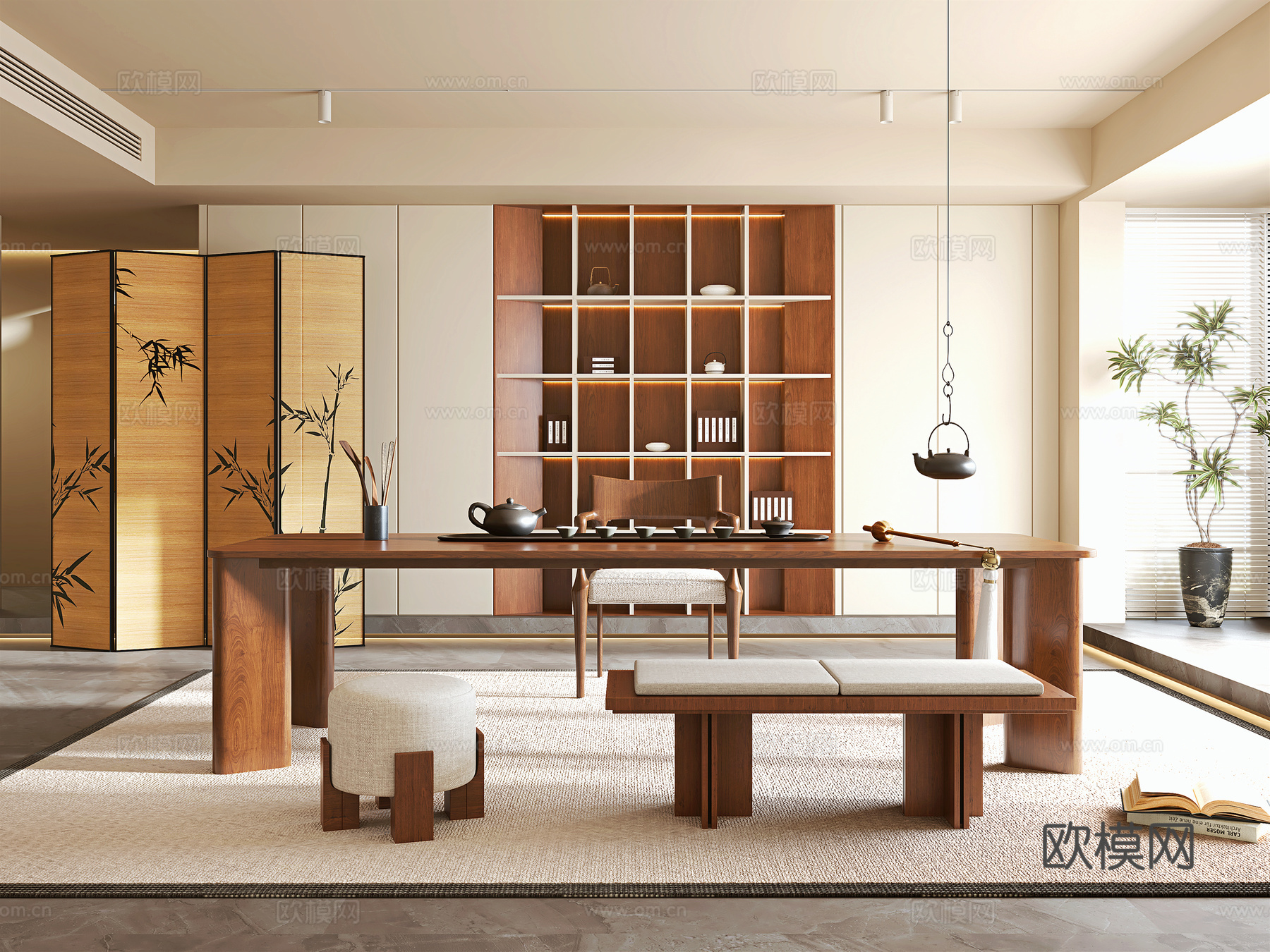 新中式茶室3d模型下载