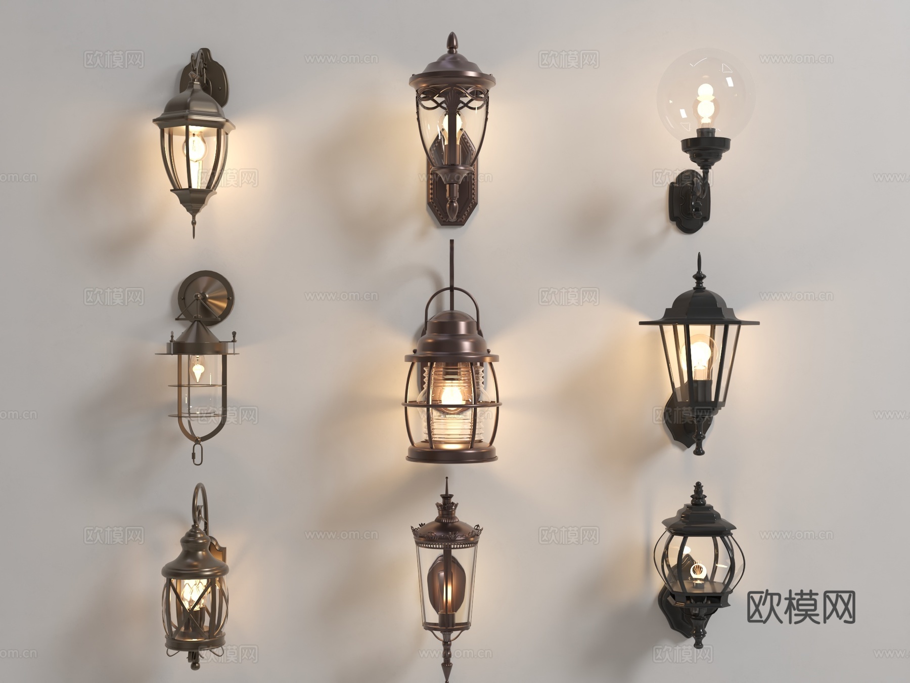 欧式壁灯 庭院壁灯su模型下载（渲染图2）