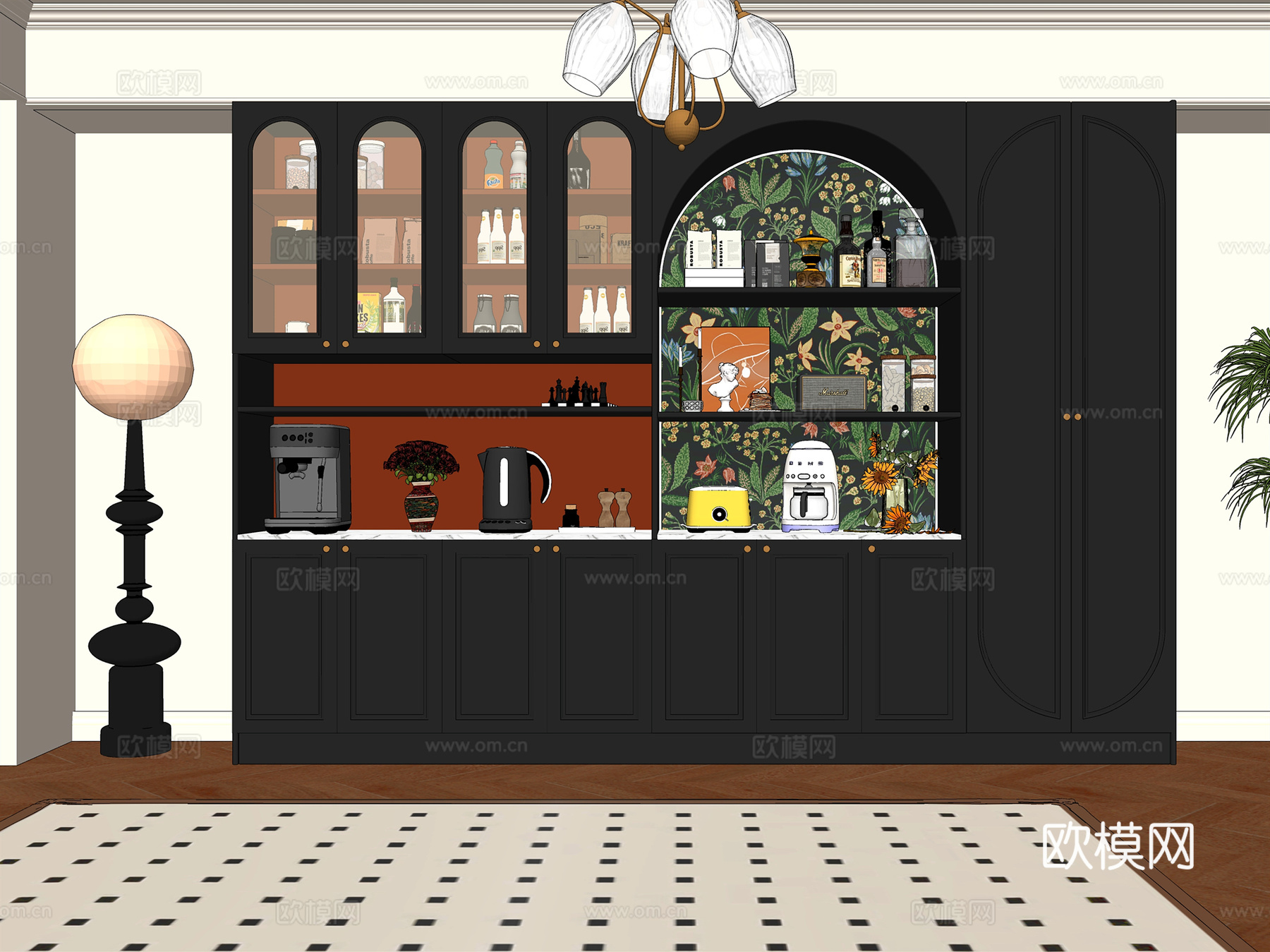 法式餐边柜su模型下载（渲染图1）