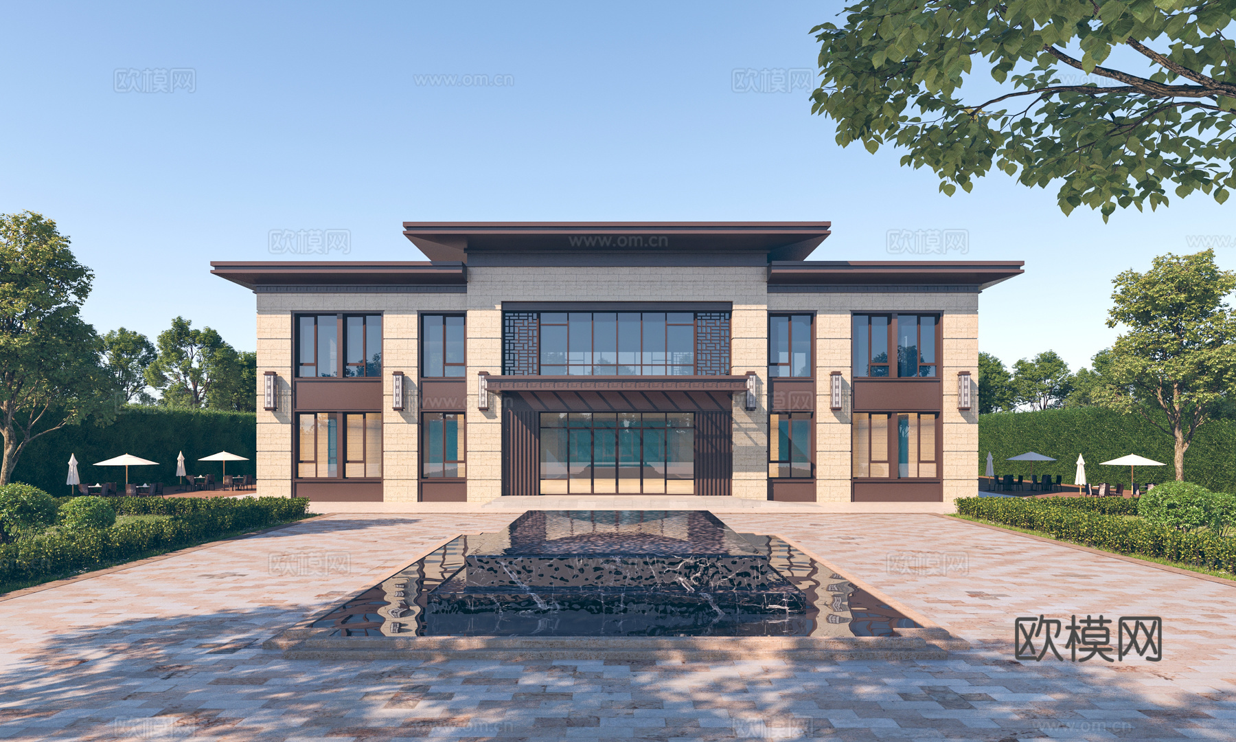现代售楼部外观3d模型下载
