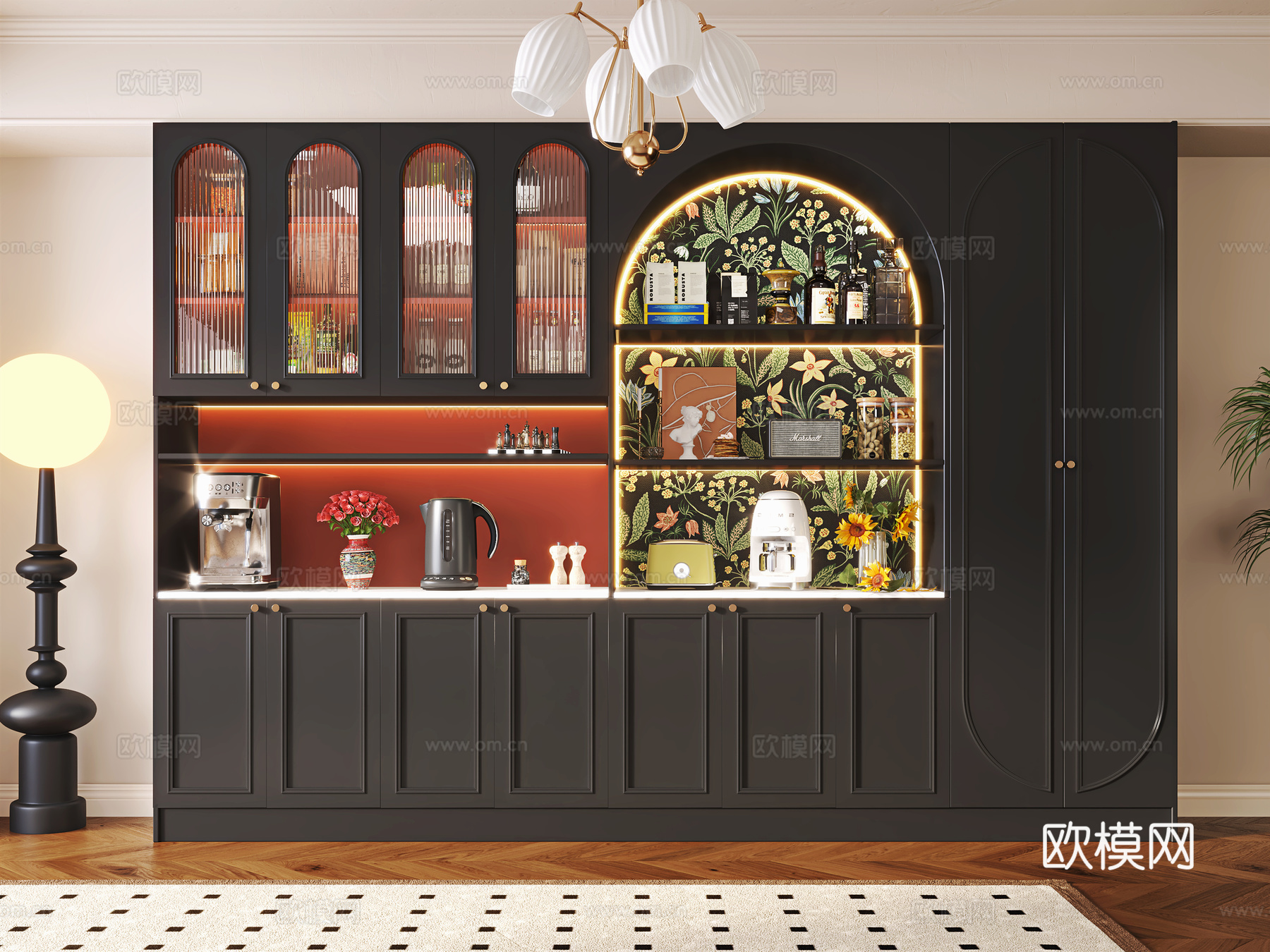 法式餐边柜su模型下载（渲染图2）