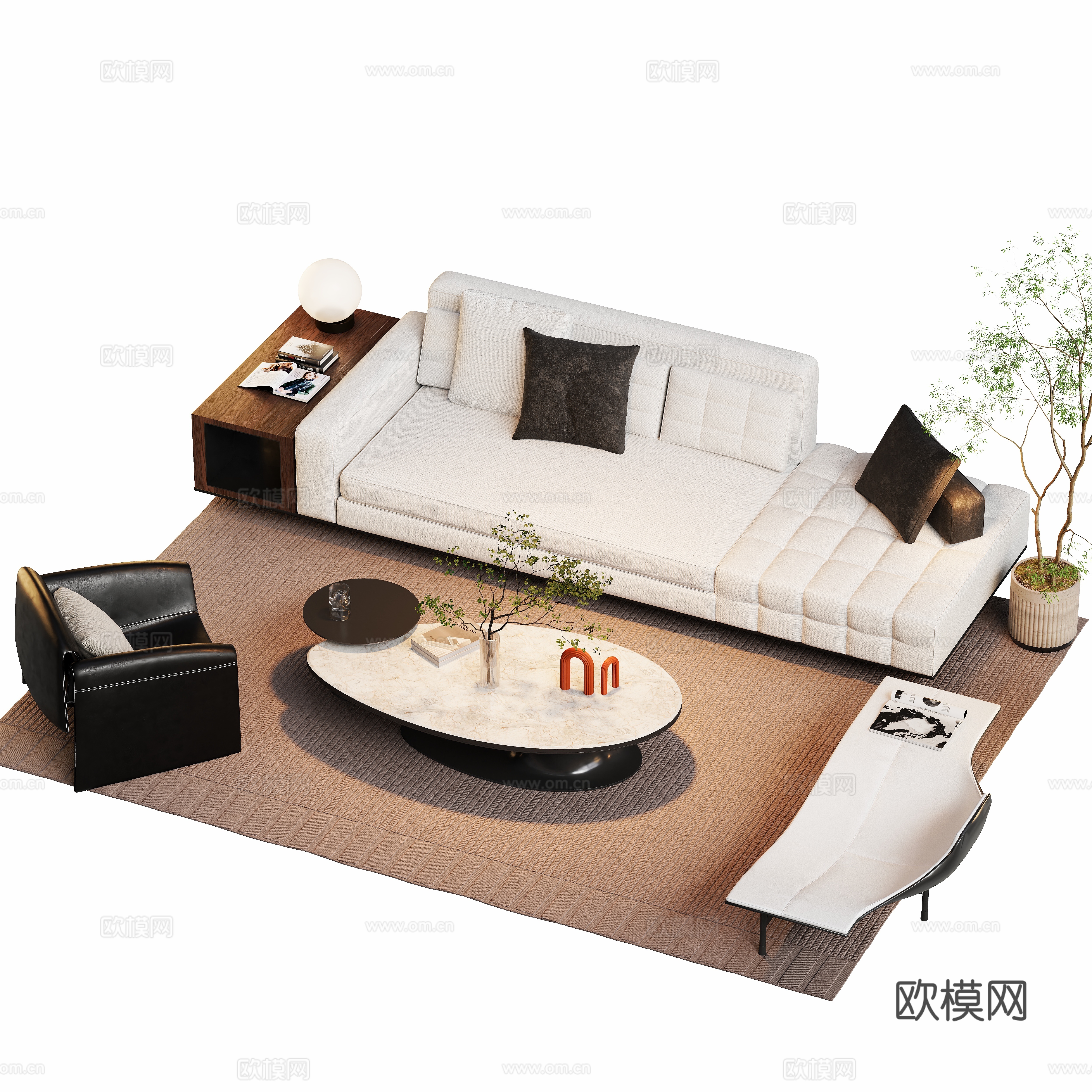 现代组合沙发3d模型下载