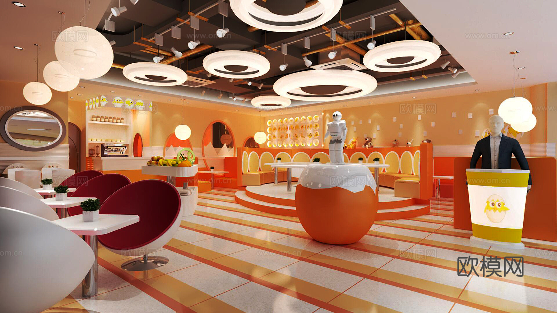 现代快餐店3d模型下载