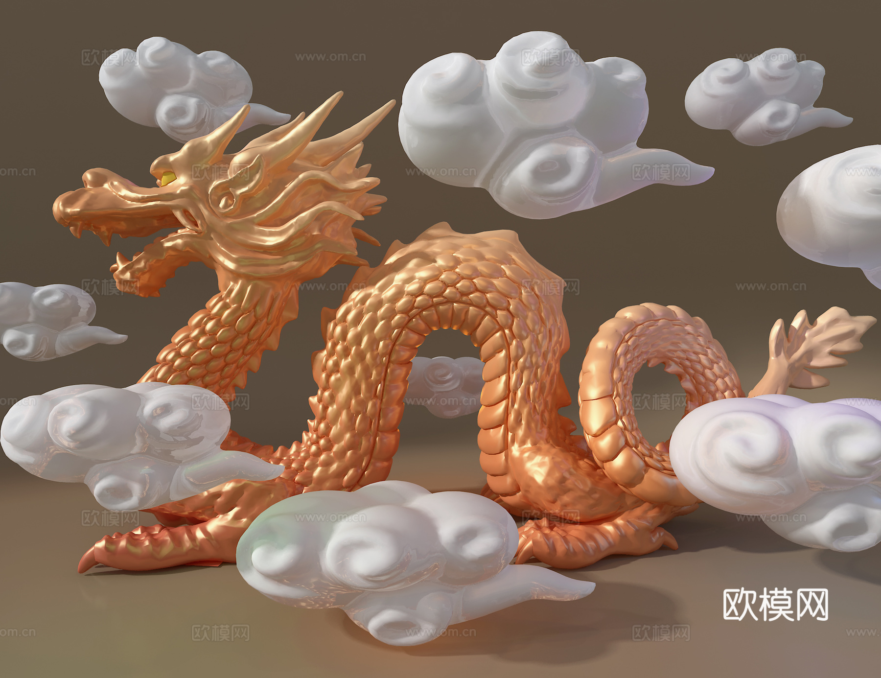龙雕塑3d模型下载