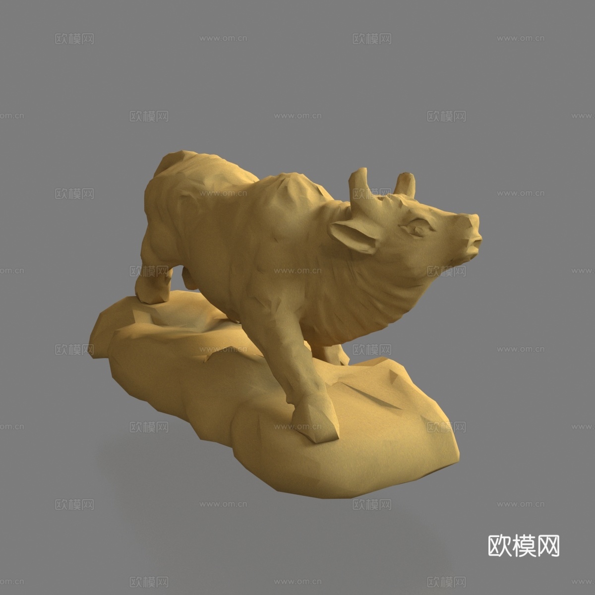 泥塑 雕塑 十二生肖 牛摆件 雕刻3d模型