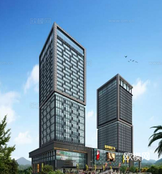 现代商业综合体 步行街su模型下载（渲染图1）