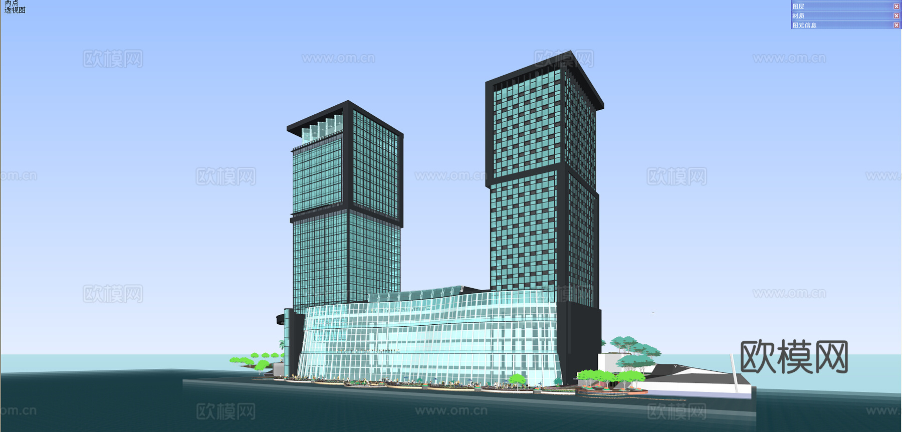 现代商业综合体 步行街su模型下载（渲染图3）