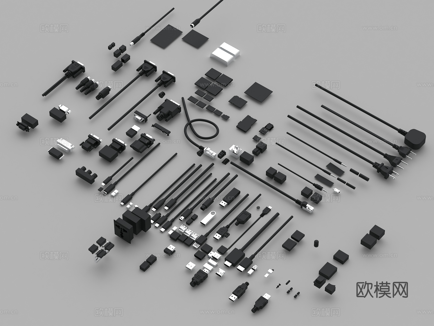 VGA接口 DVI接口 SD接口 SMD接口 USB接口3d模型