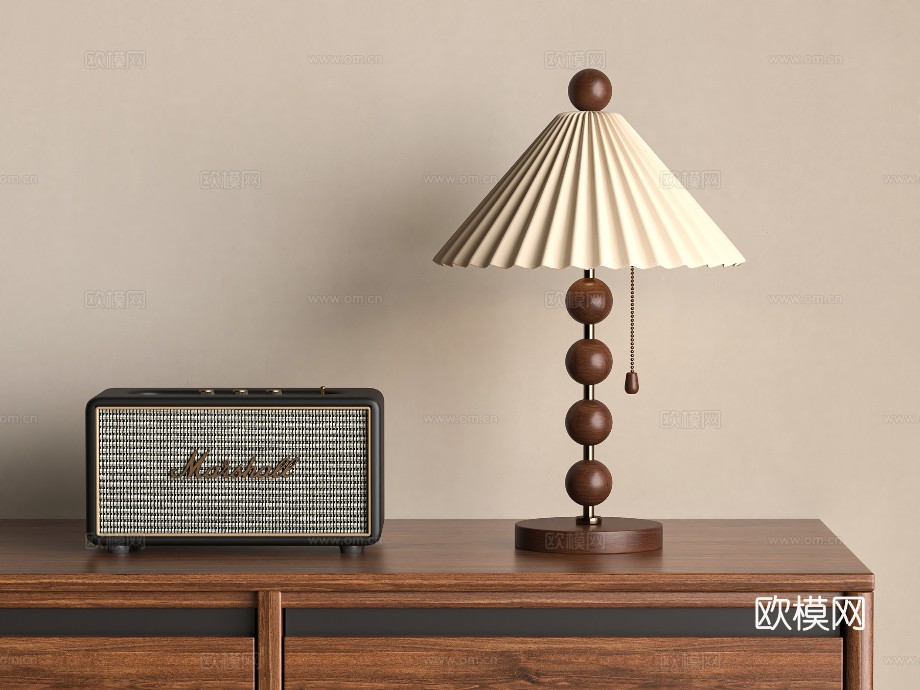 中古风台灯su模型下载（渲染图2）