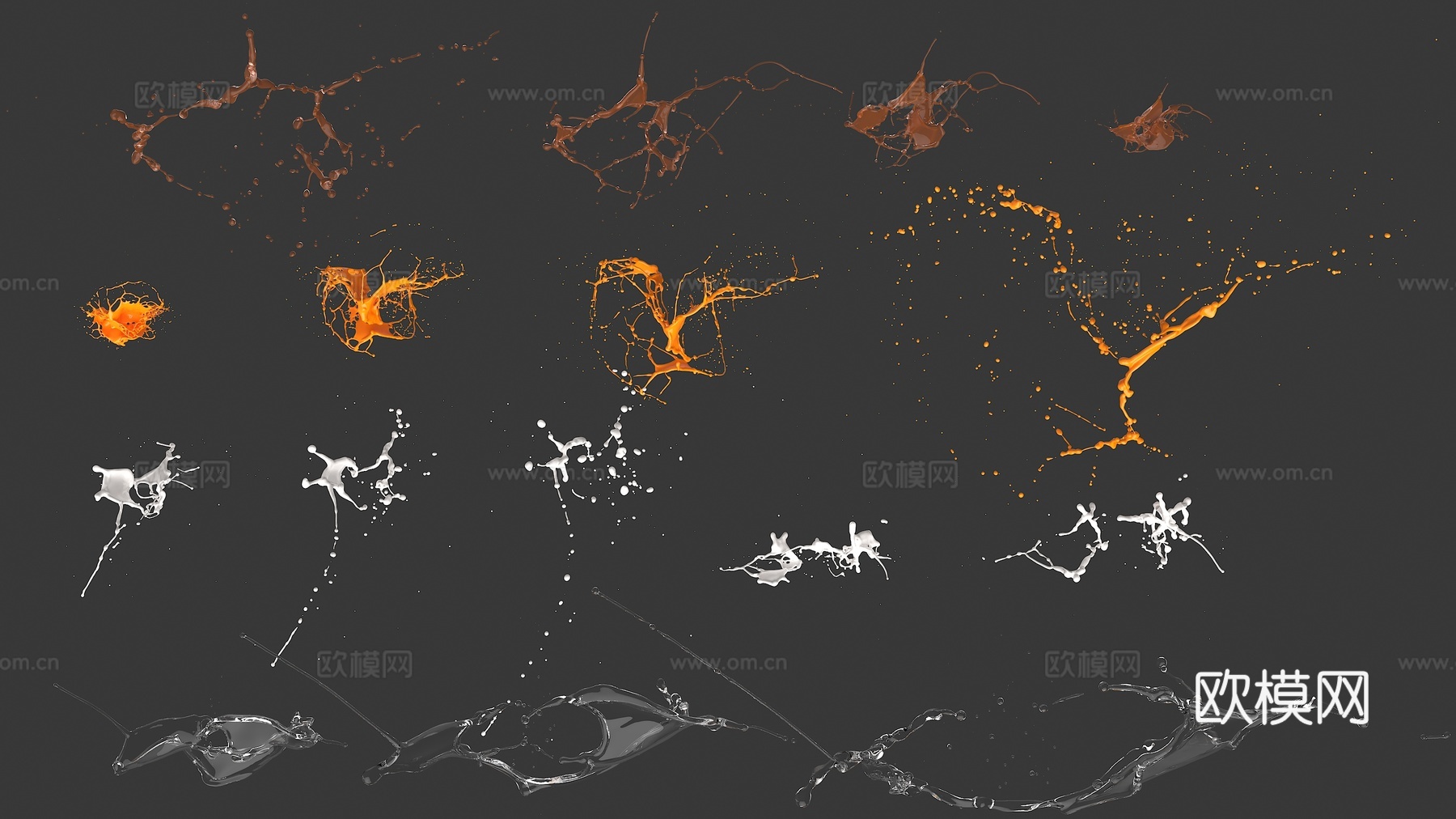 水花 牛奶 水花溅射 水花喷射 水迹 水 水造型 茶水 颜料3d模型