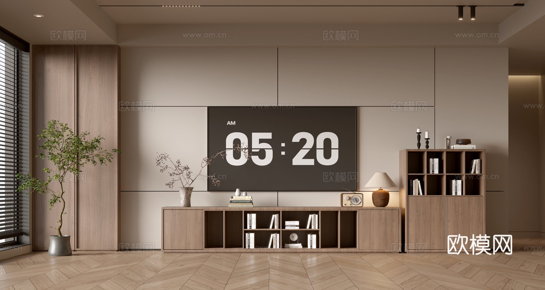 侘寂电视背景墙su模型