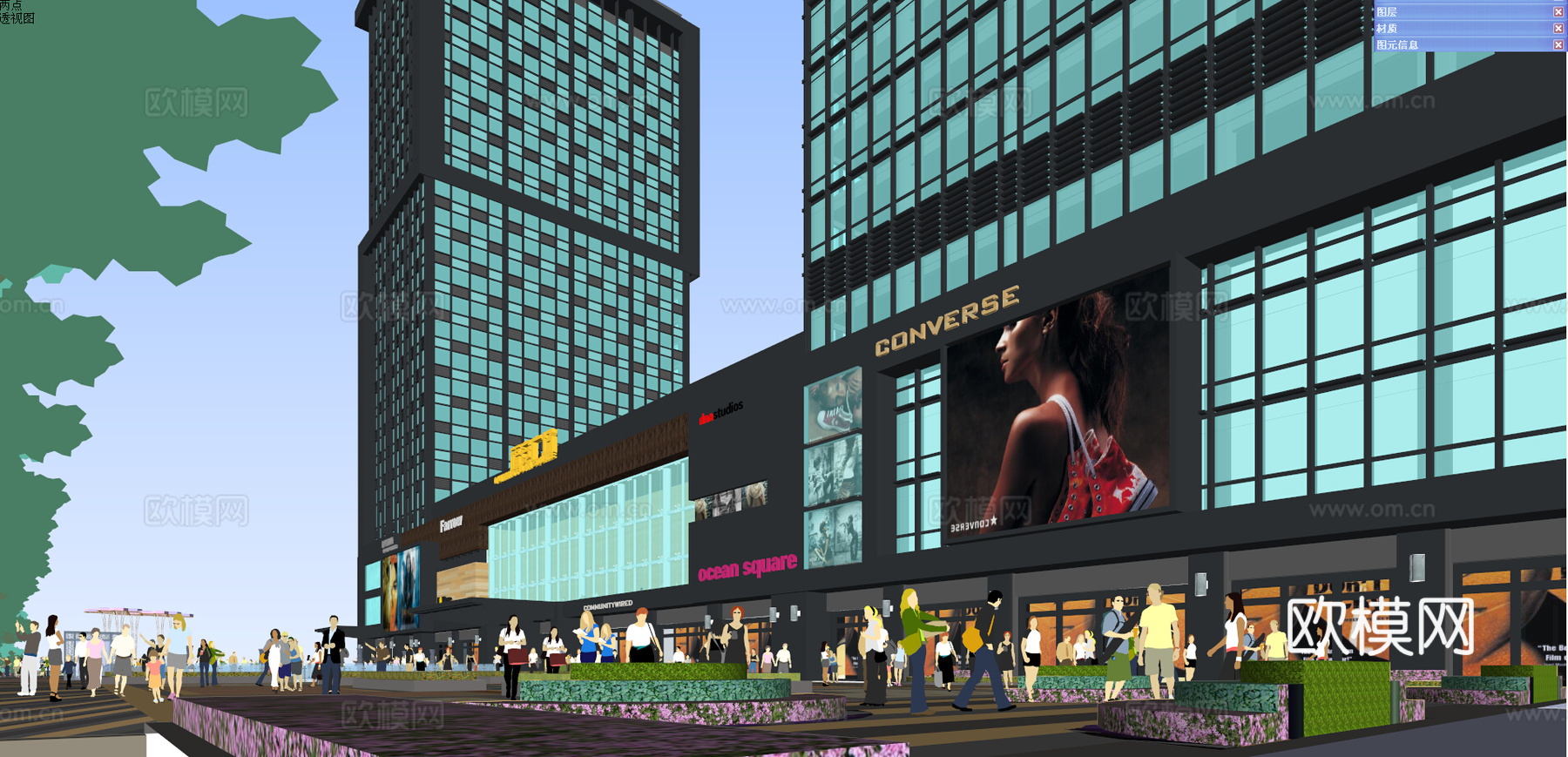 现代商业综合体 步行街su模型下载（渲染图6）