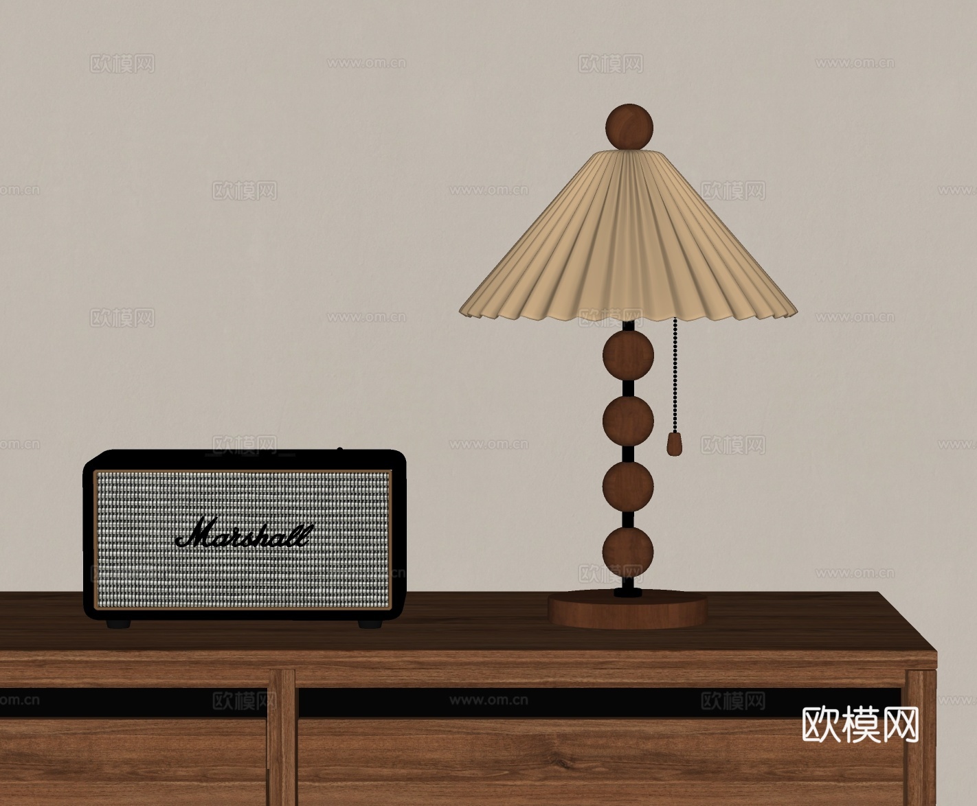 中古风台灯su模型下载（渲染图1）