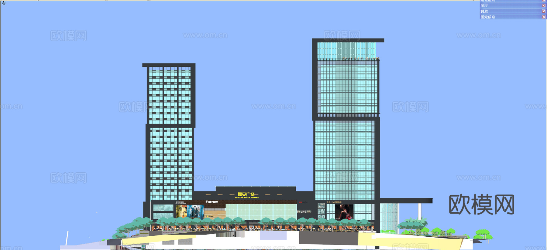 现代商业综合体 步行街su模型下载（渲染图7）