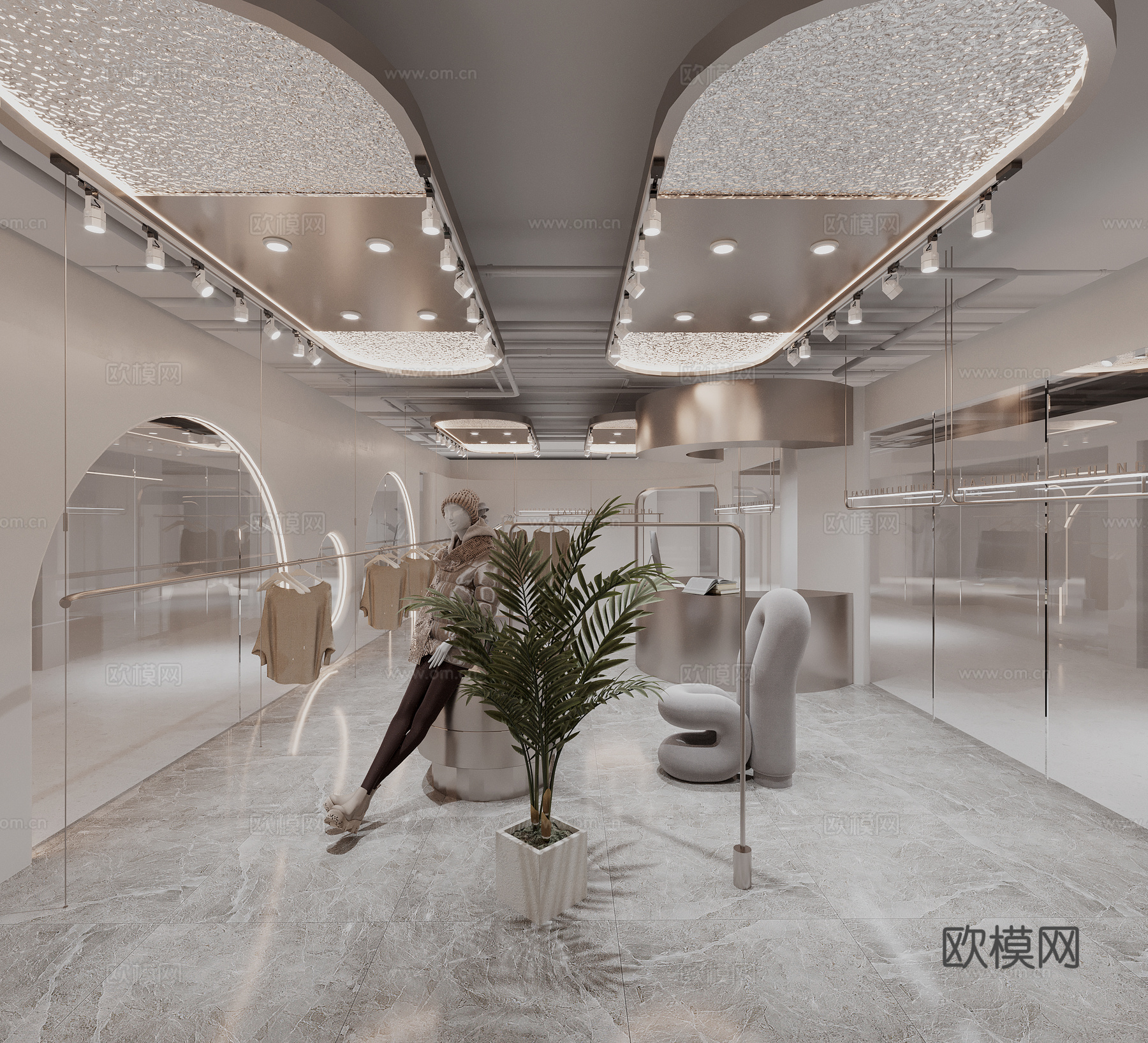 现代女装店 服装店3d模型