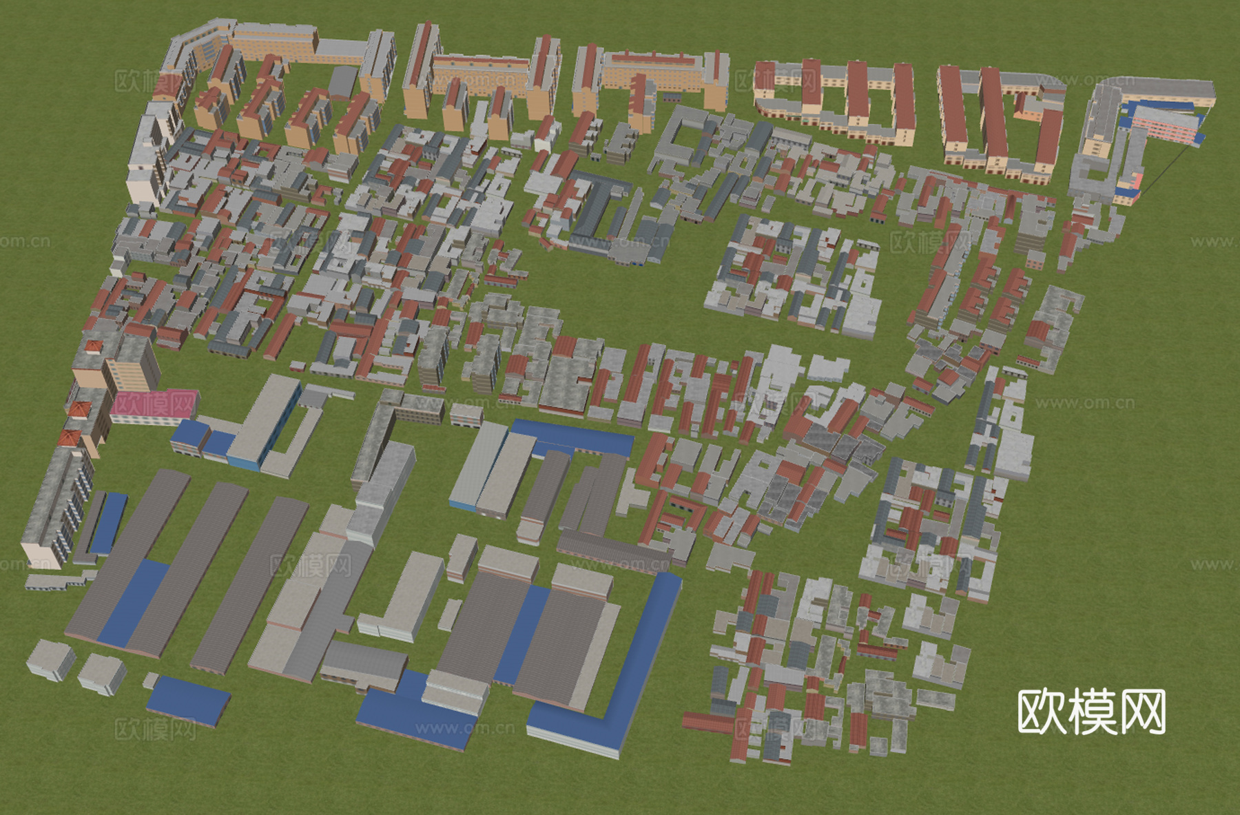 民房配楼 自建房 城中村 厂房su模型下载（渲染图1）
