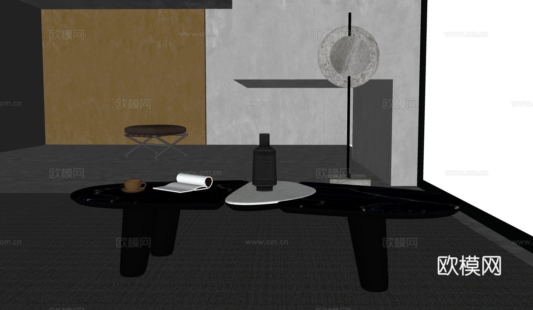 中古风茶几su模型下载（渲染图1）