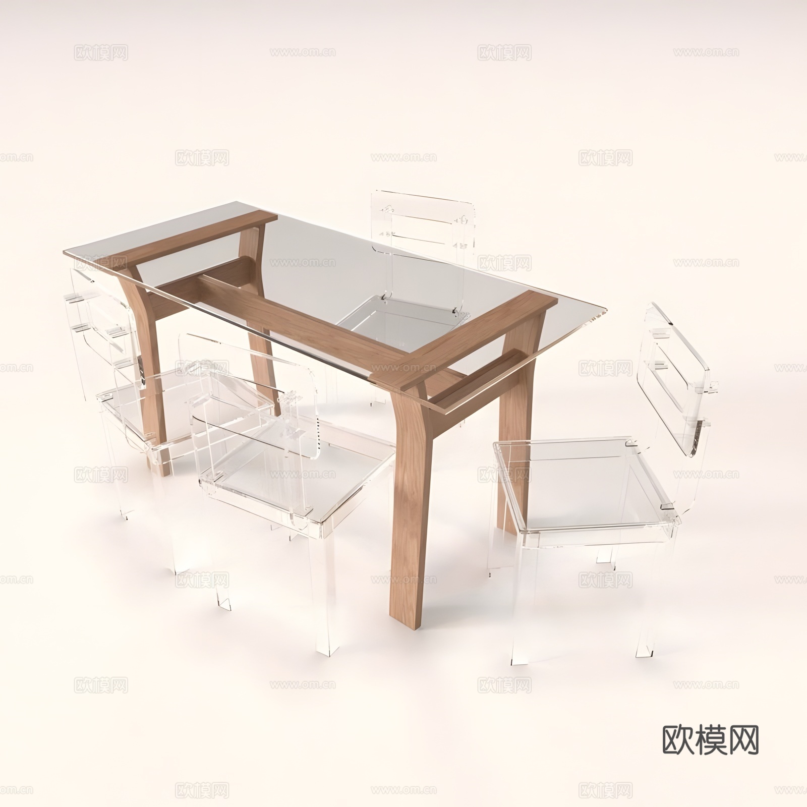 透明餐桌椅3d模型