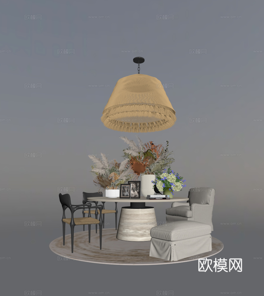 现代休闲桌椅su模型下载（渲染图1）