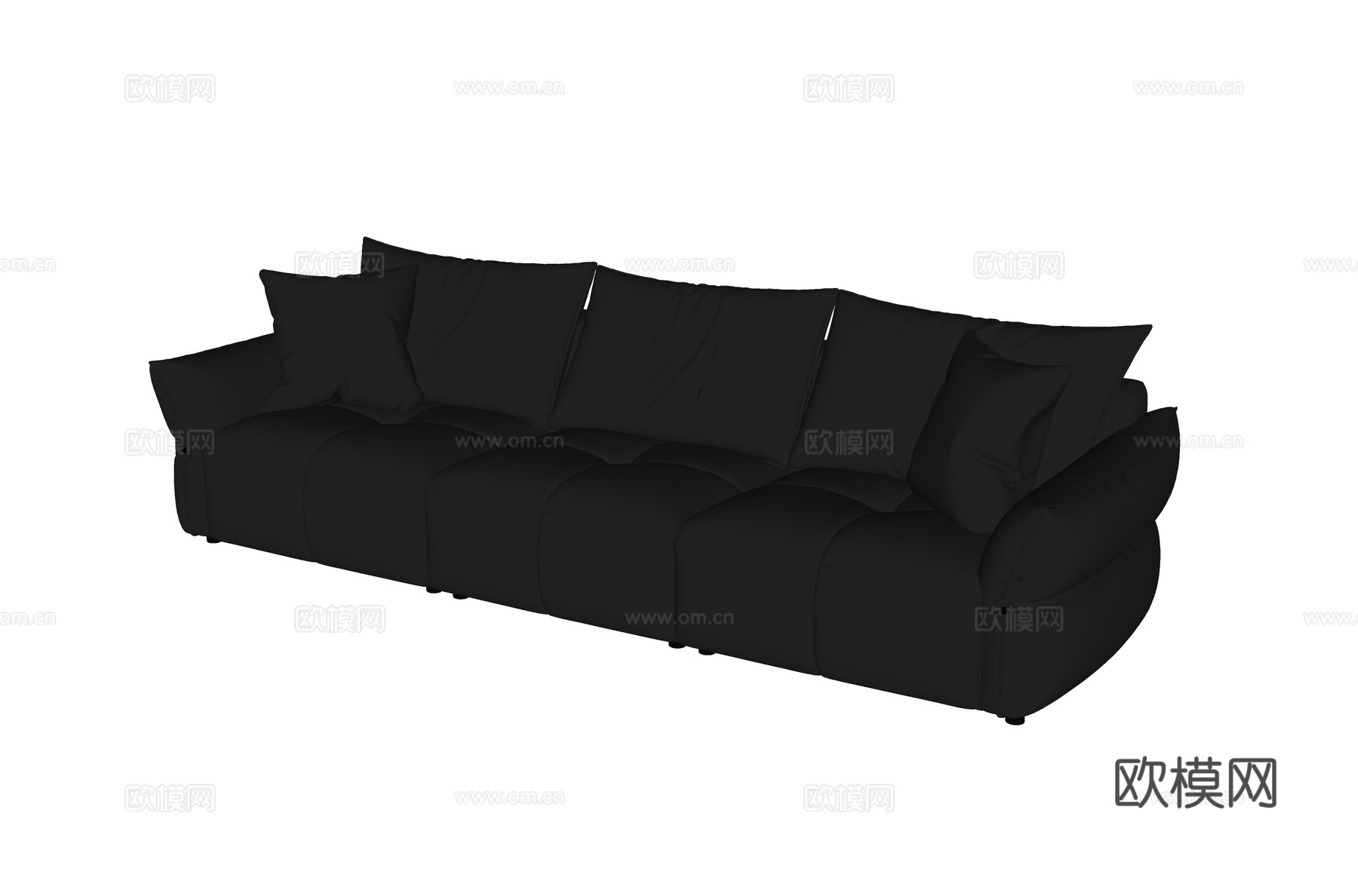 现代多人沙发 皮沙发su模型下载（渲染图1）