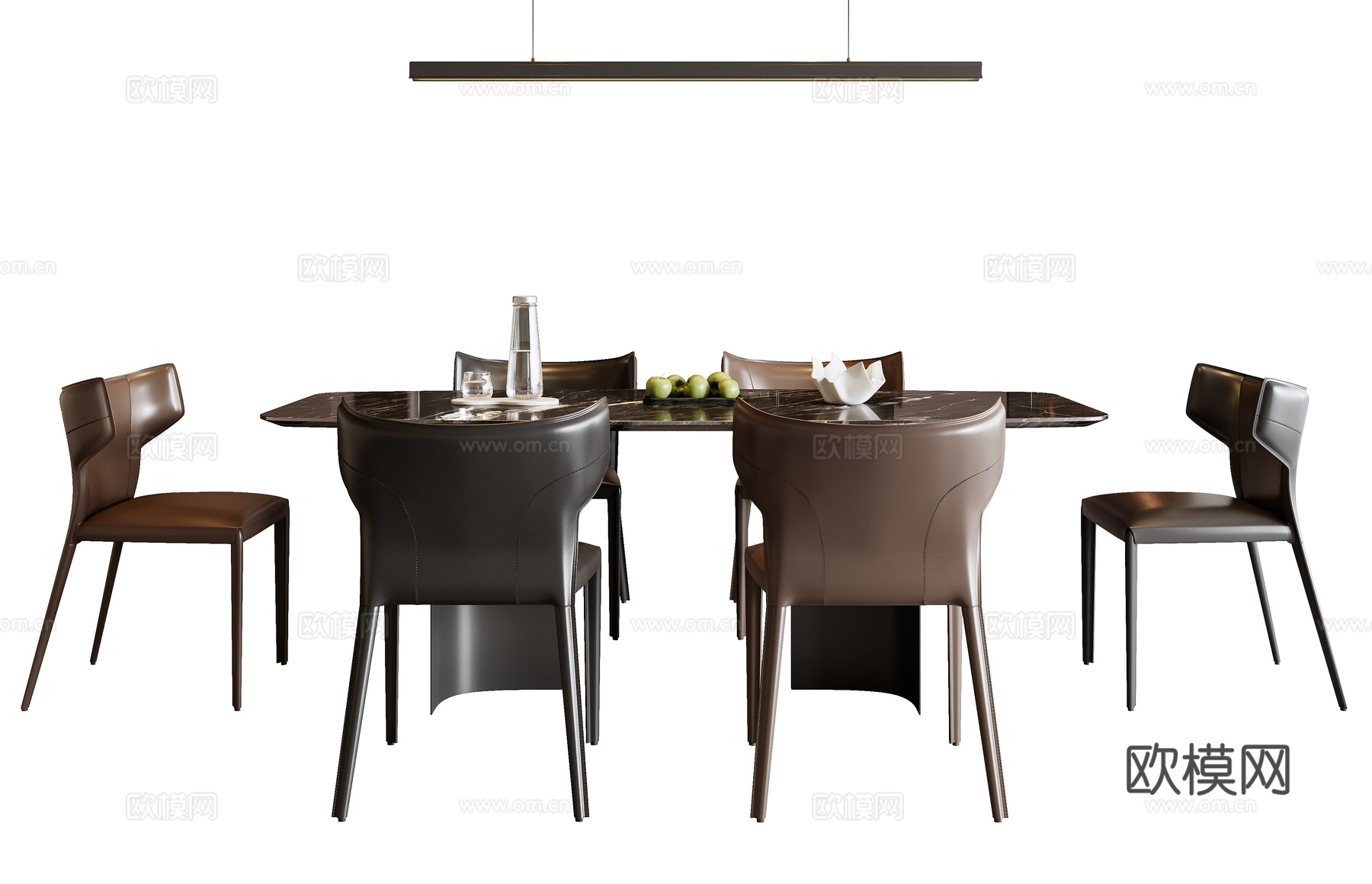 意式餐桌椅3d模型下载
