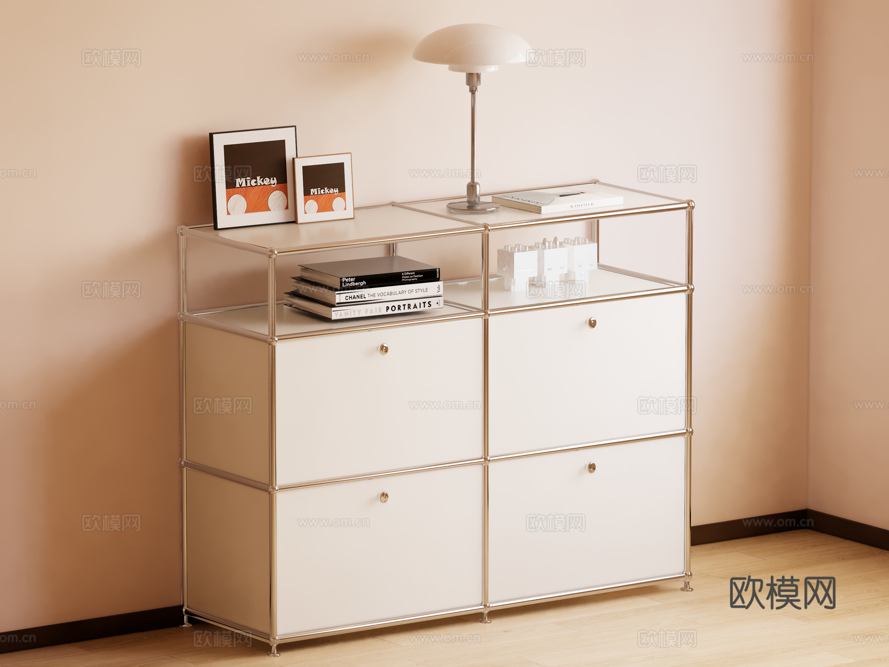 现代包豪斯置物架 储物柜su模型下载（渲染图2）