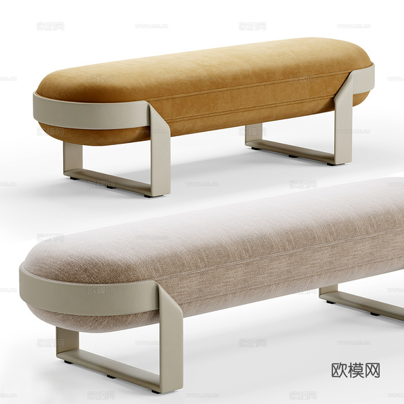 现代沙发凳 矮凳 长凳3d模型下载(渲染图2)