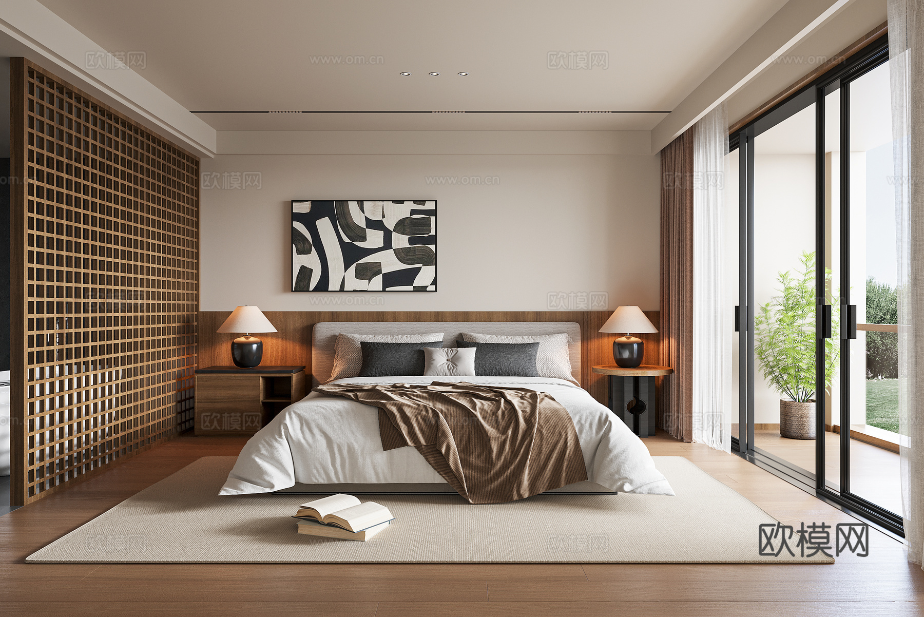 现代民宿客房3d模型下载