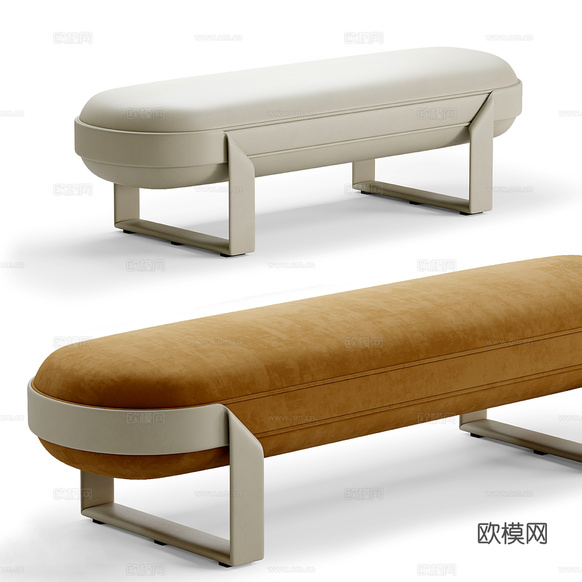 现代沙发凳 矮凳 长凳3d模型下载(渲染图1)