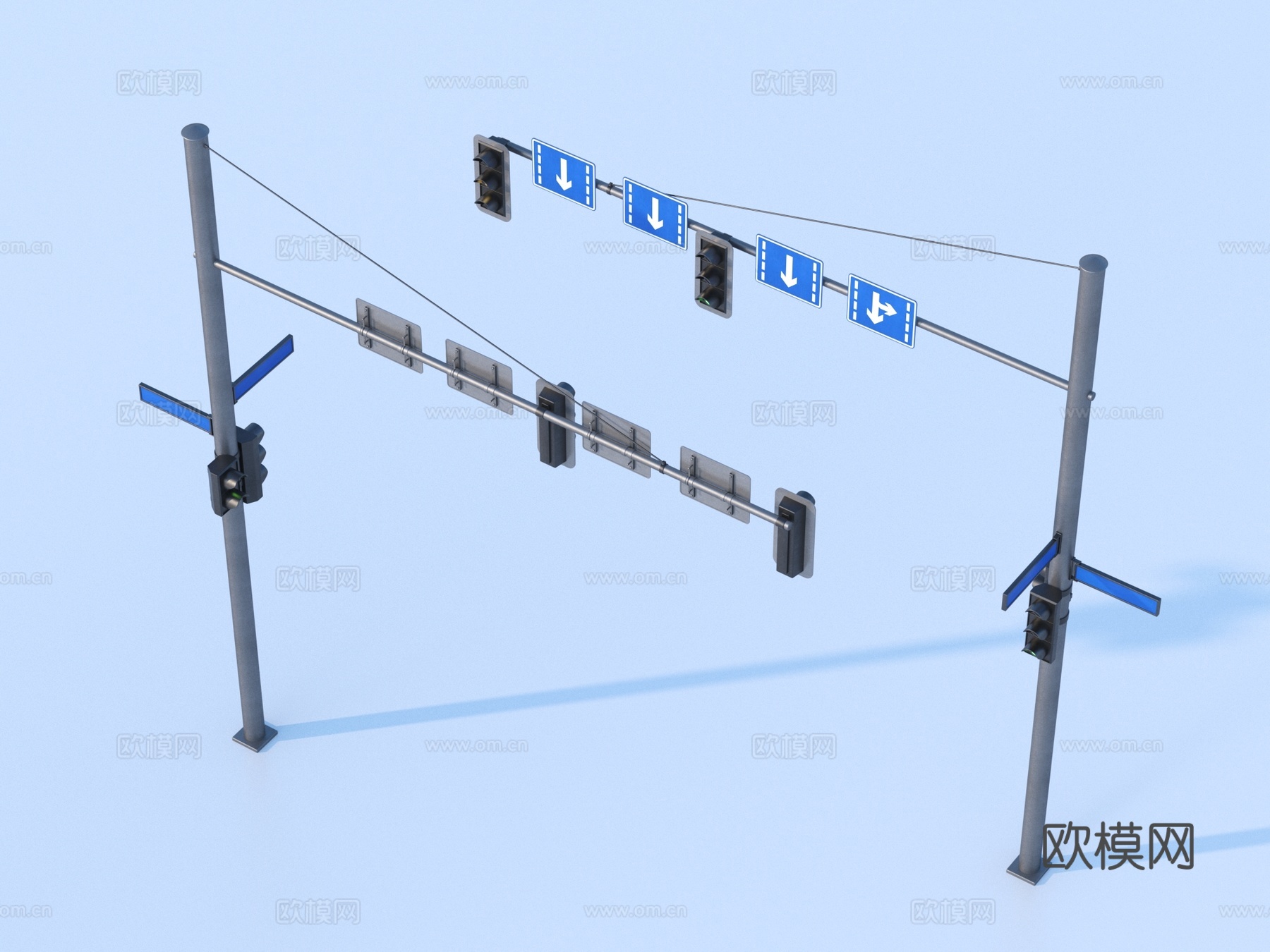 路标 路口指示牌 红绿灯3d模型