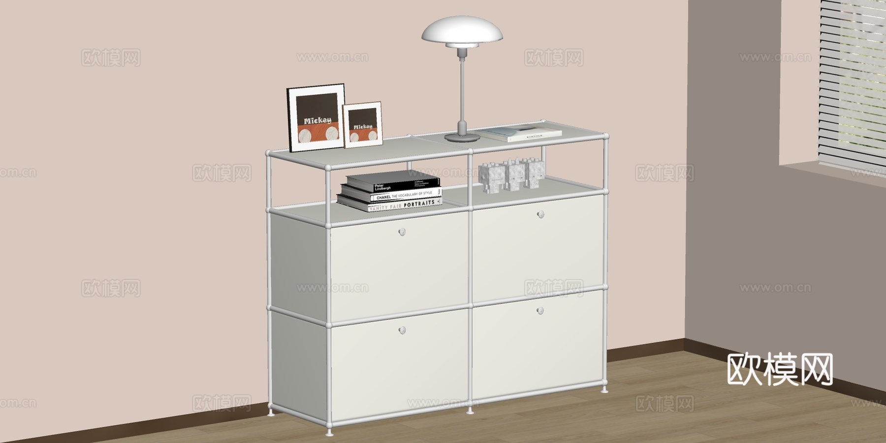 现代包豪斯置物架 储物柜su模型下载（渲染图1）