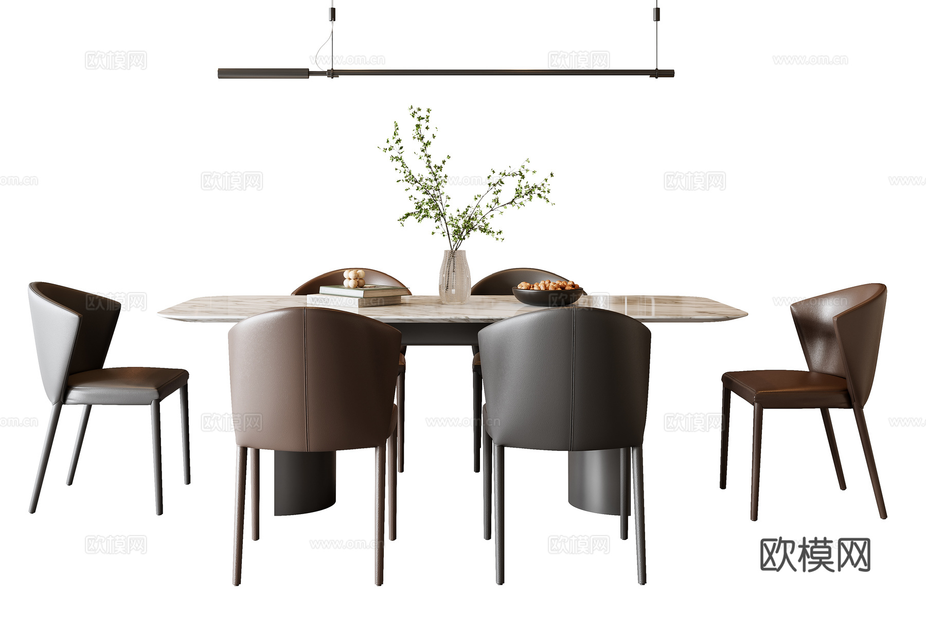 意式餐桌椅3d模型下载