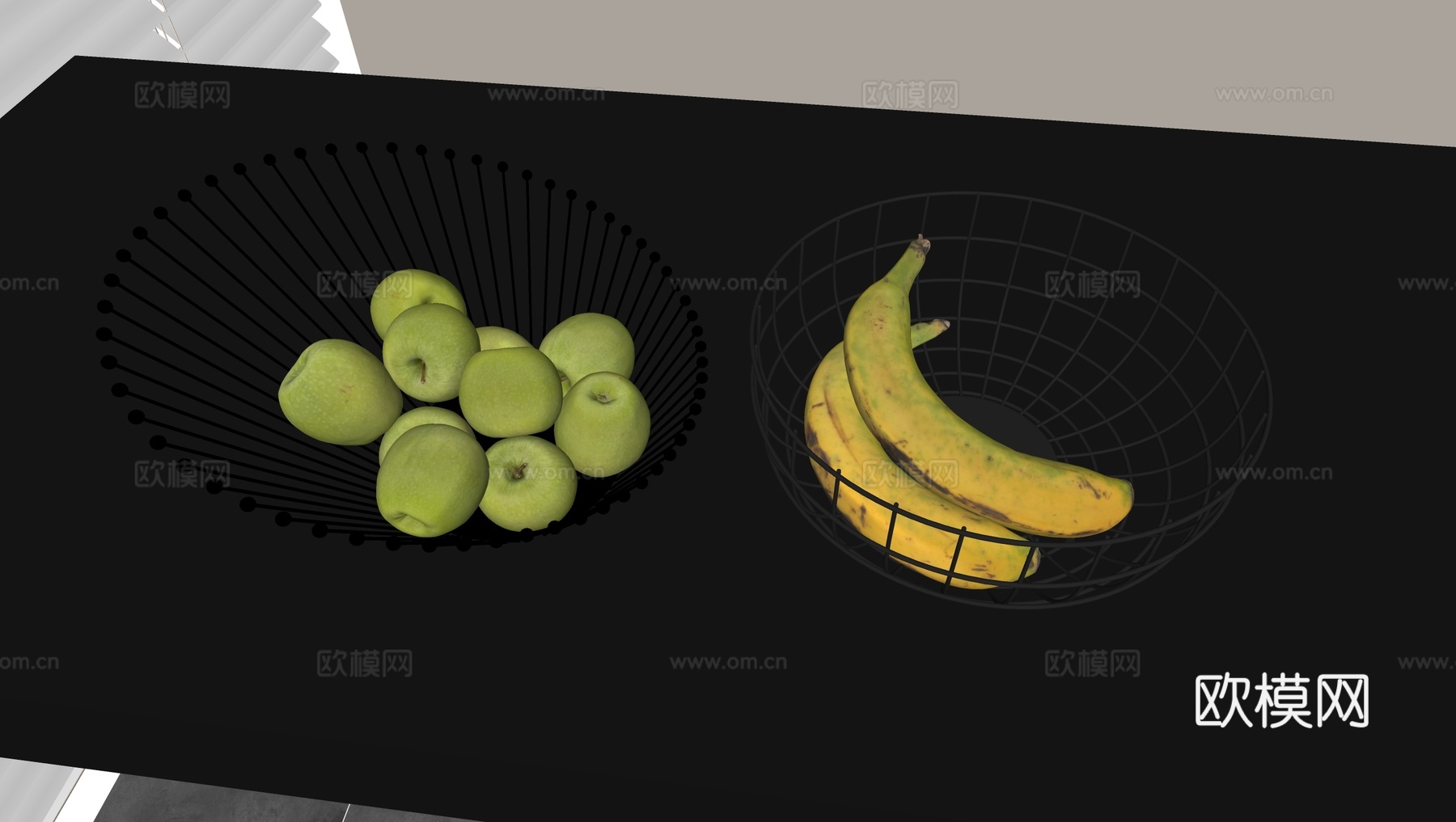 水果 苹果 香蕉 果盘 水果筐su模型