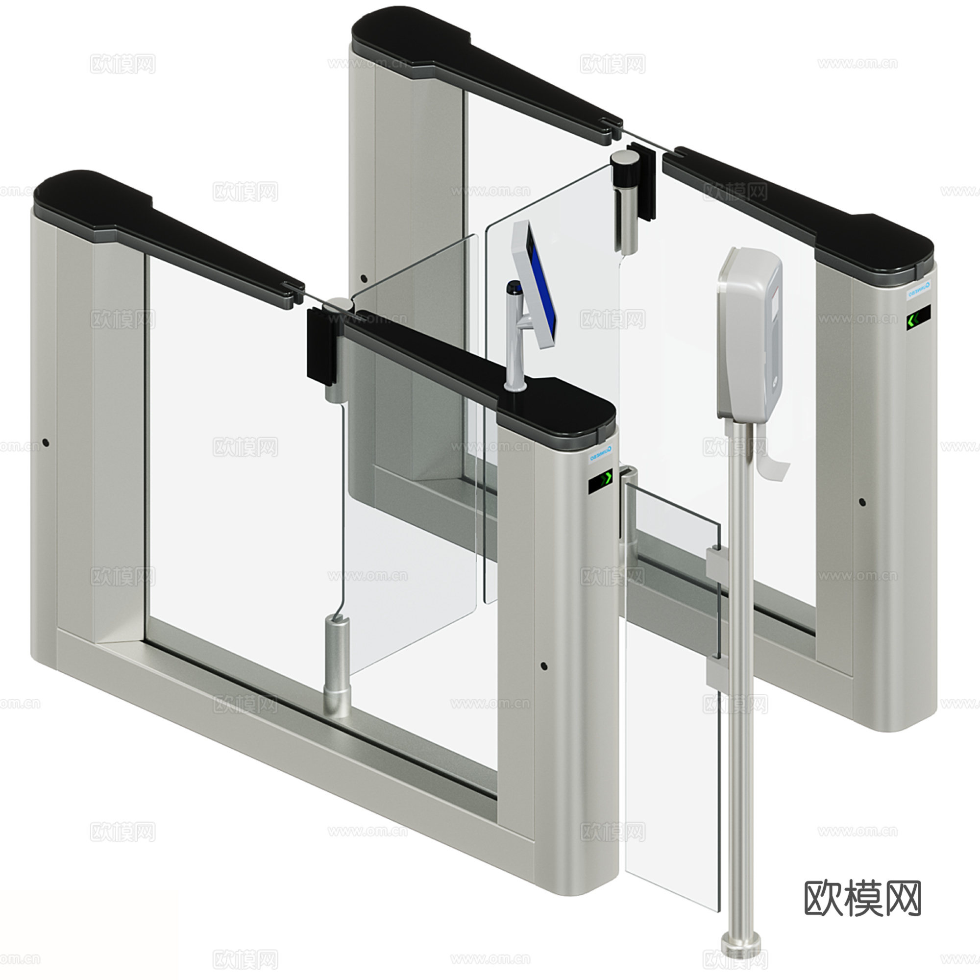 现代门禁机 闸机 感应门3d模型