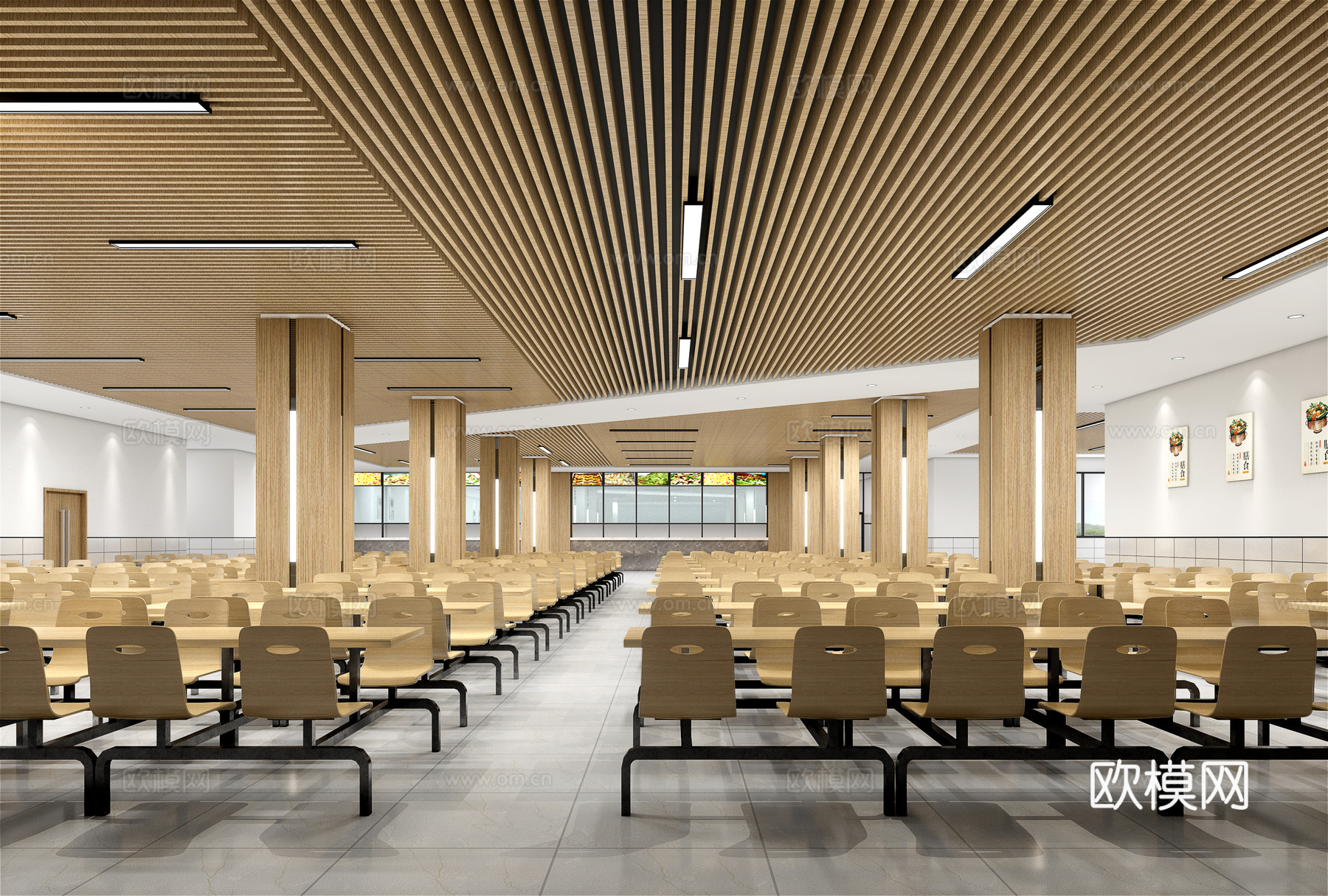 现代食堂3d模型下载