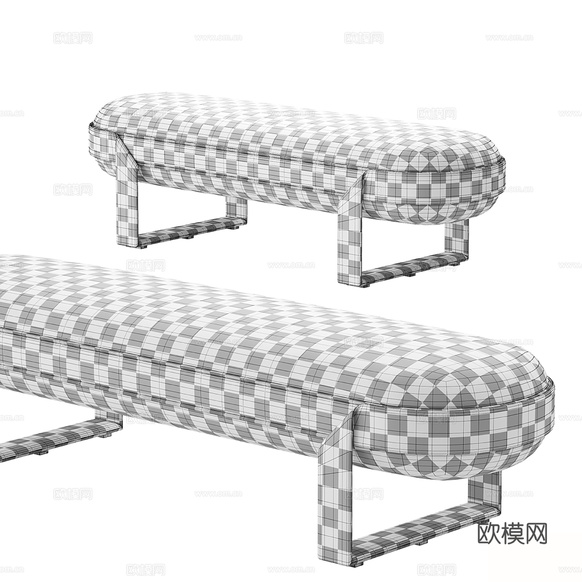 现代沙发凳 矮凳 长凳3d模型下载(渲染图3)