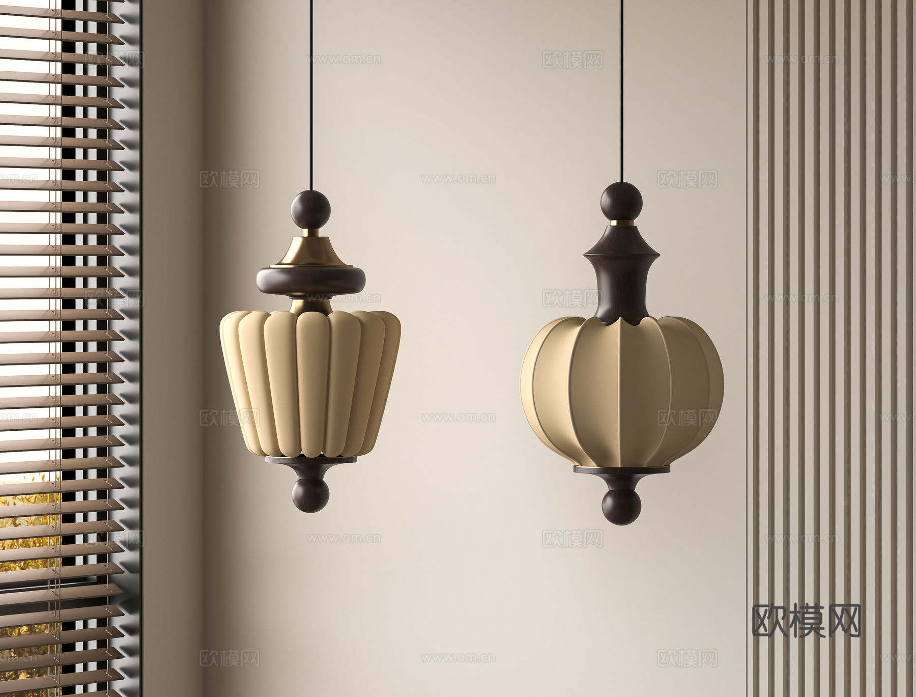 中古风吊灯3d模型下载