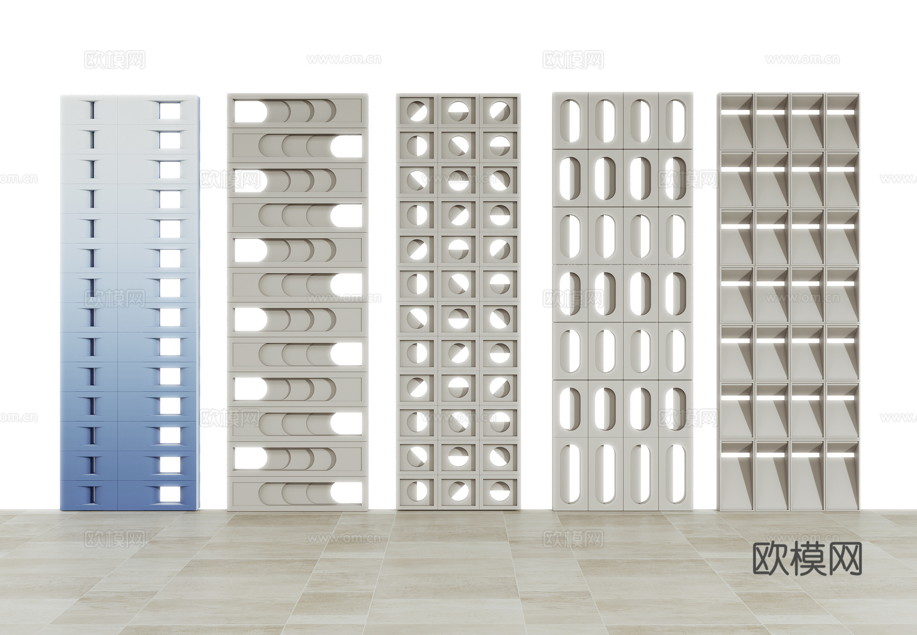 现代镂空水泥砖隔断 空心砖 发泡砖 花格 砖墙3d模型