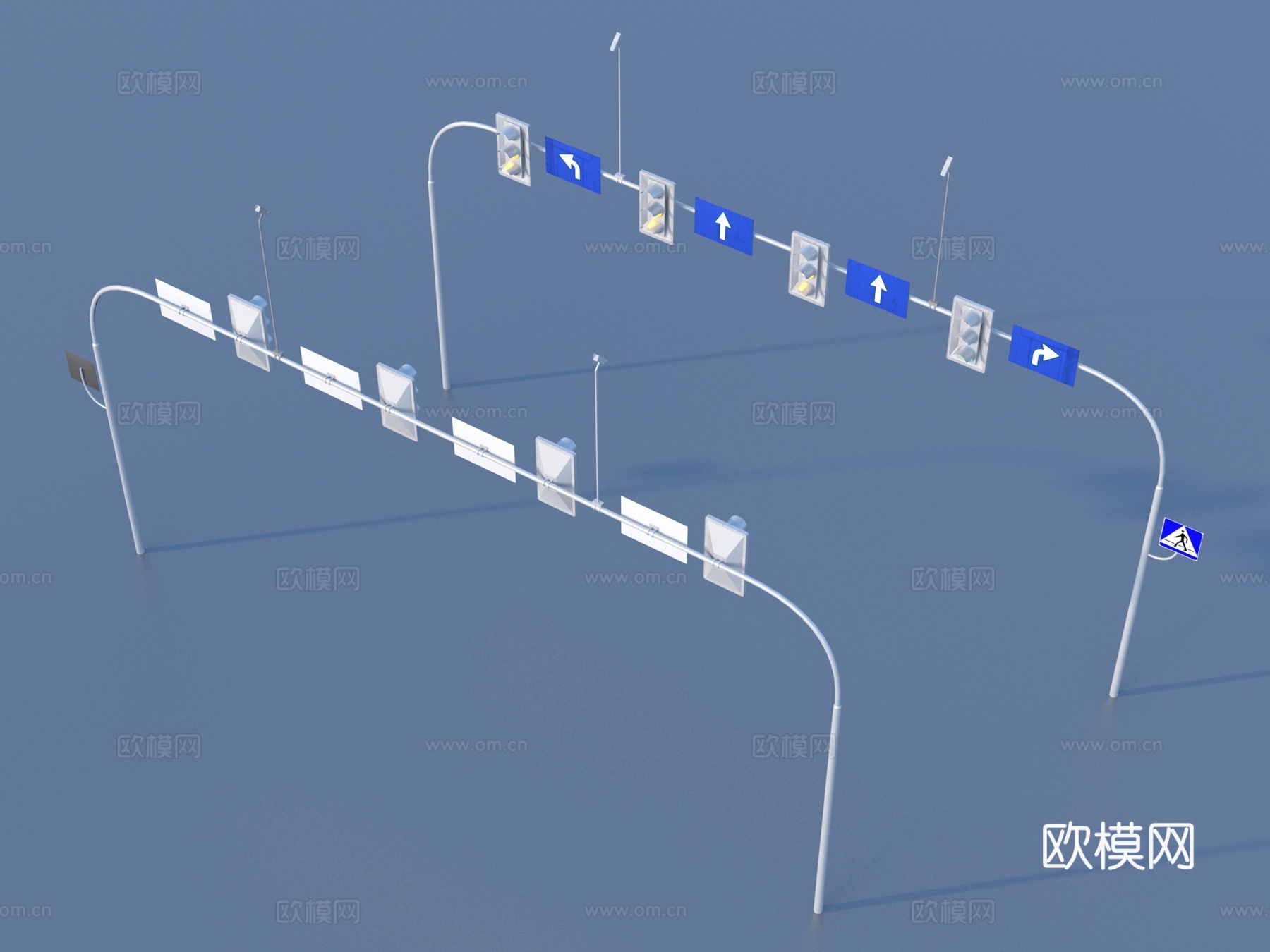 路标 路口指示牌 红绿灯3d模型