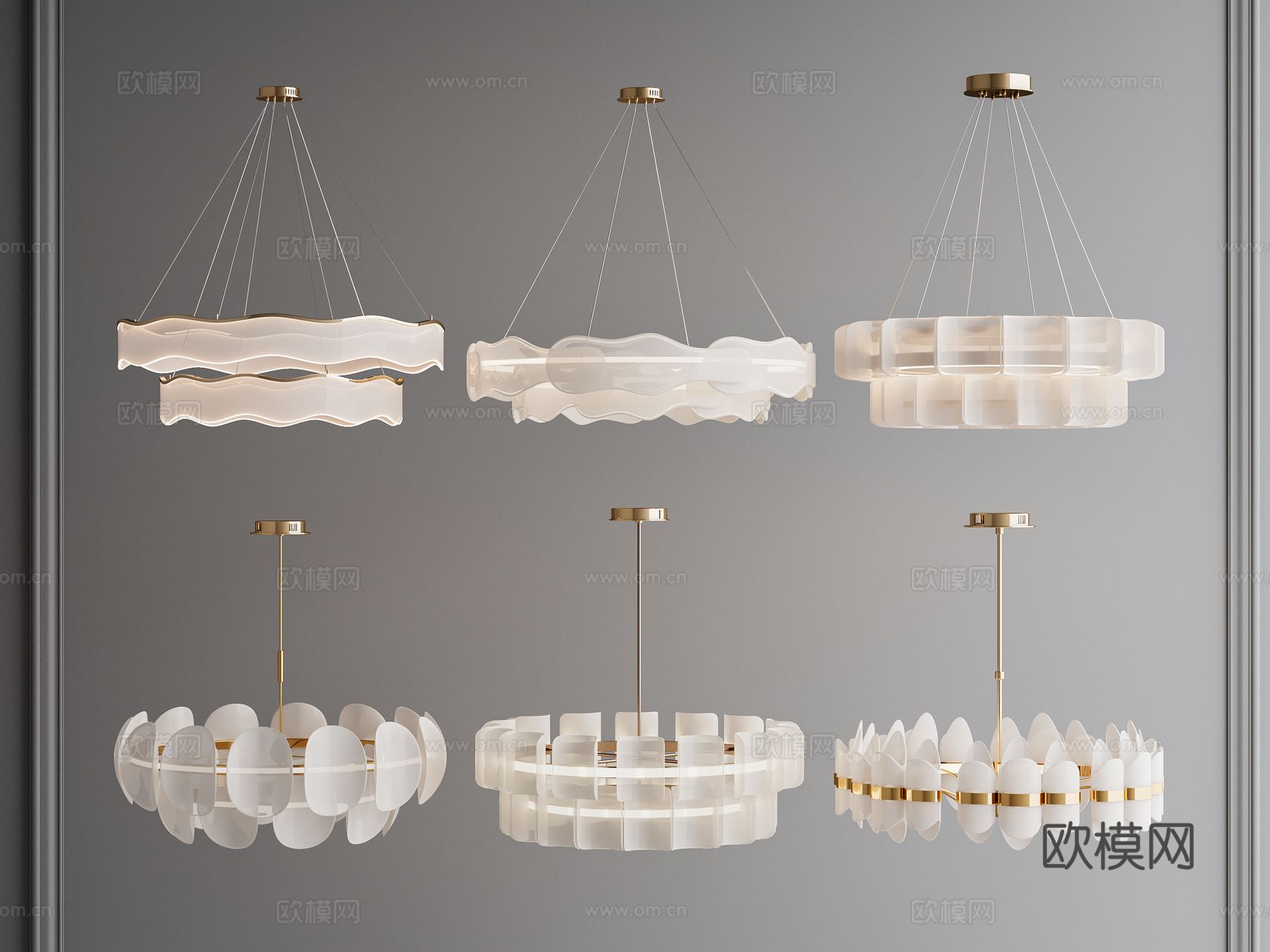奶油风吊灯 艺术吊灯su模型下载（渲染图2）