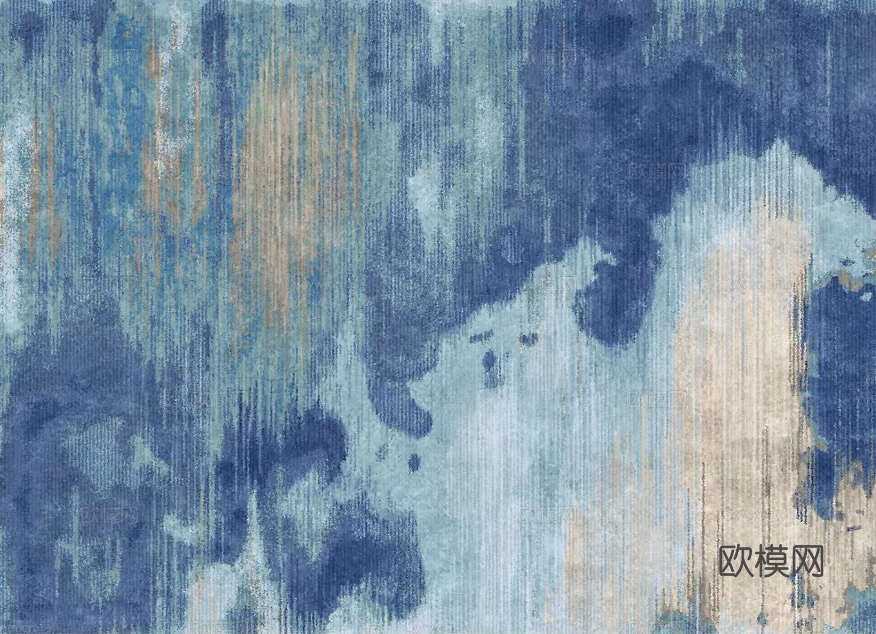 蓝色渐变泼墨地毯