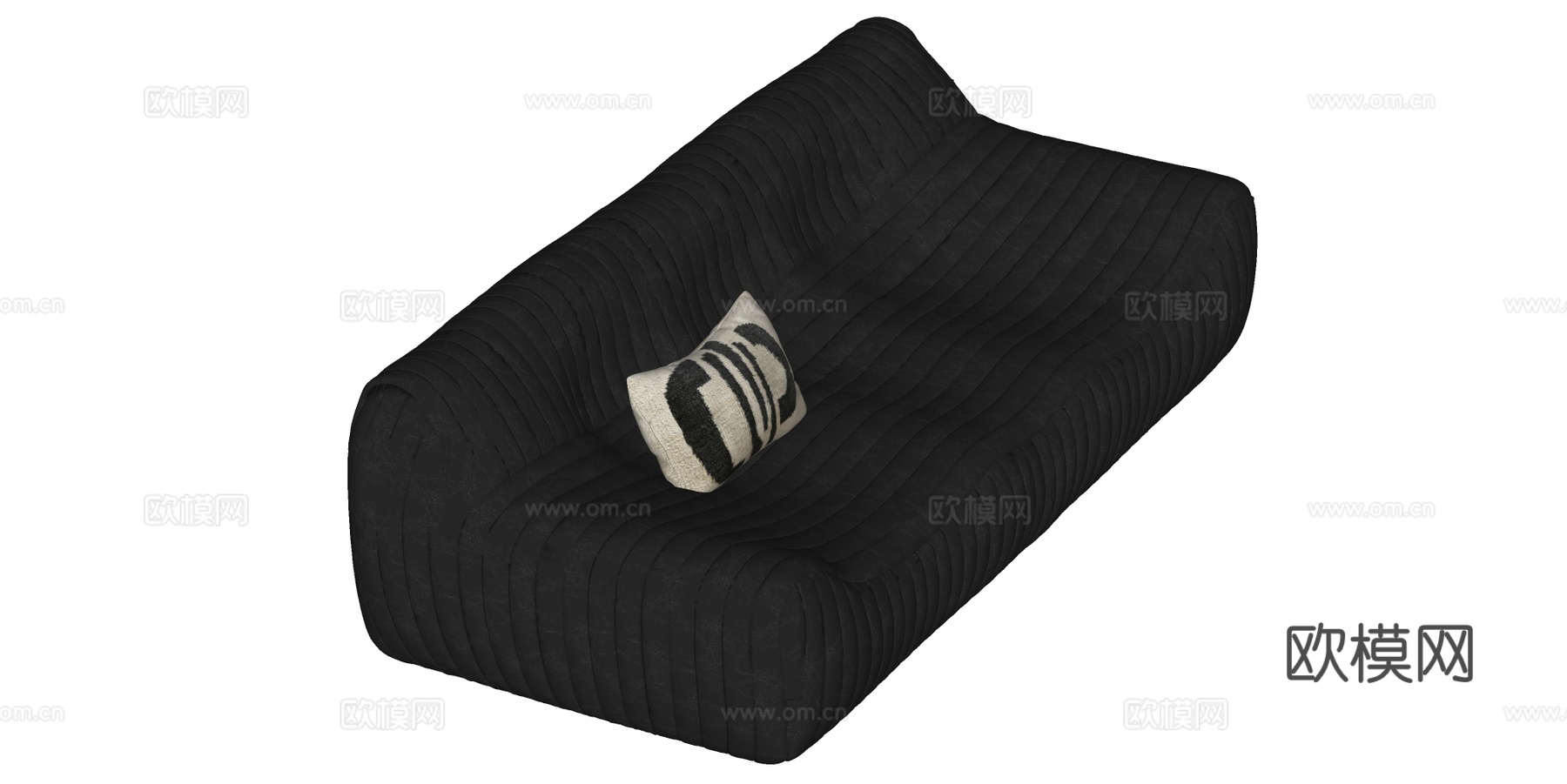 中古风多人沙发su模型下载（渲染图1）