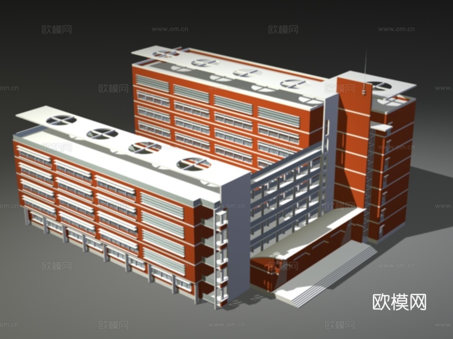 多层公建 学校外观免费3d模型