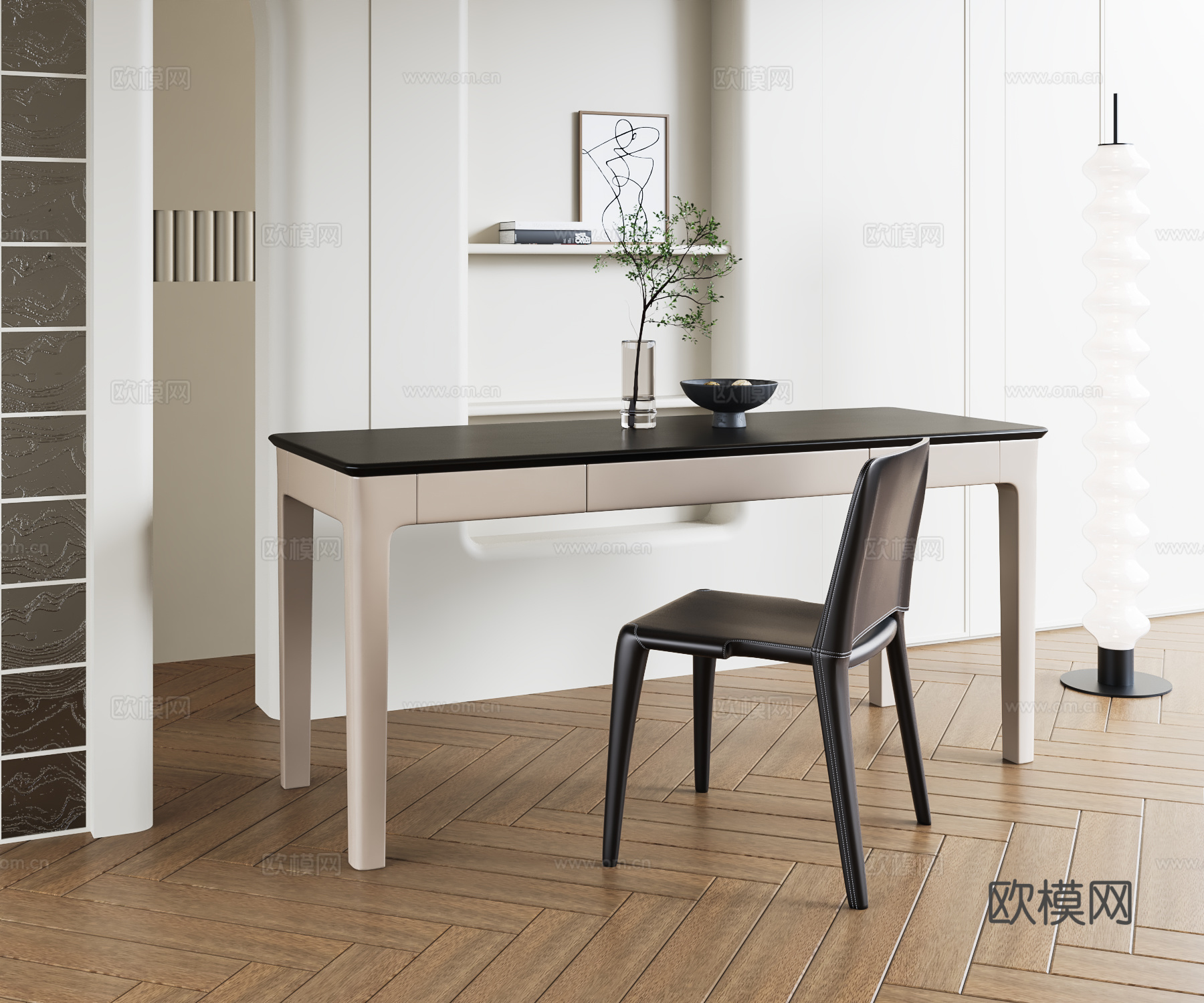 现代书桌椅su模型下载（渲染图2）