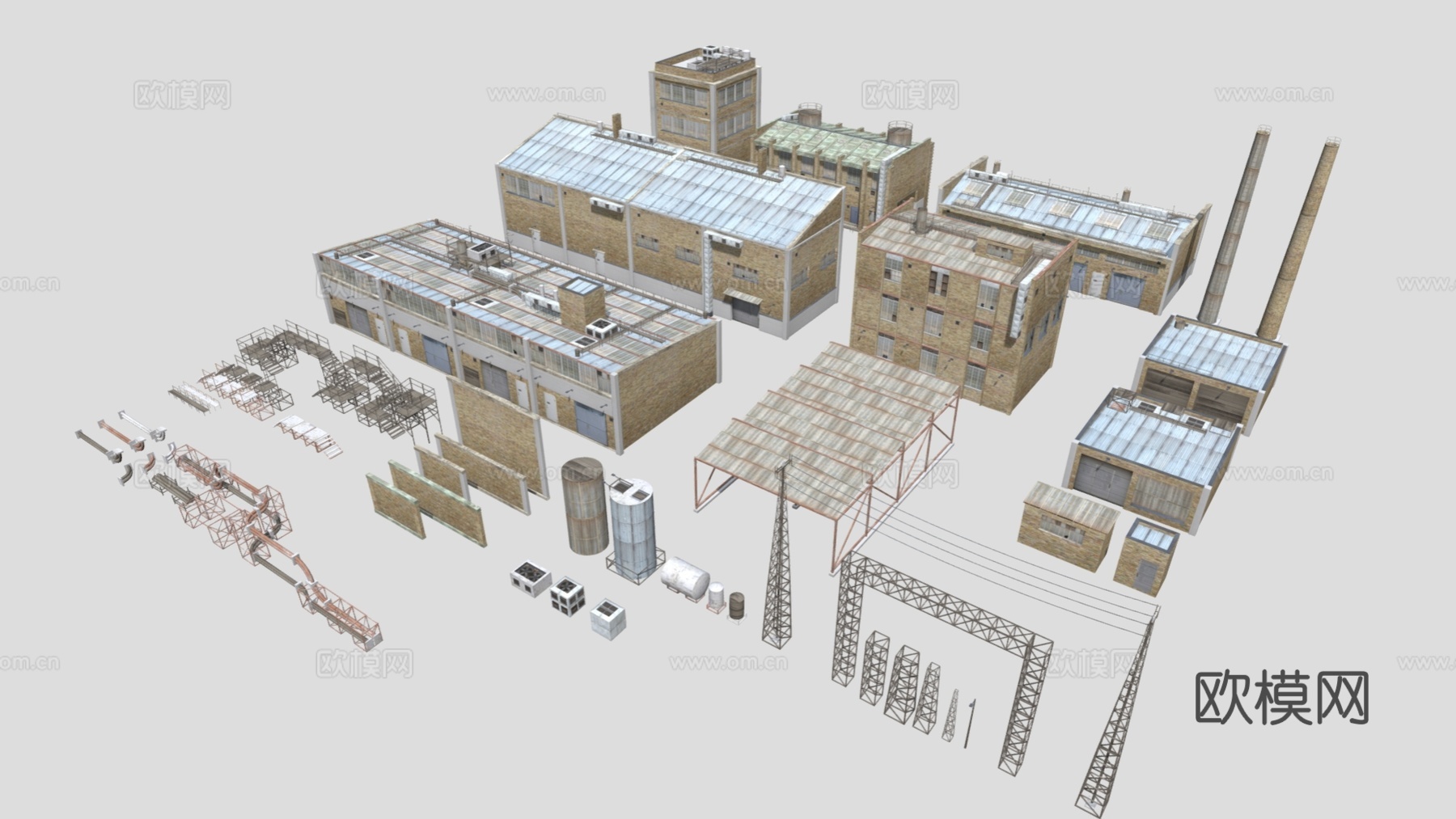 现代厂房 复古工业建筑 工业厂房3d模型