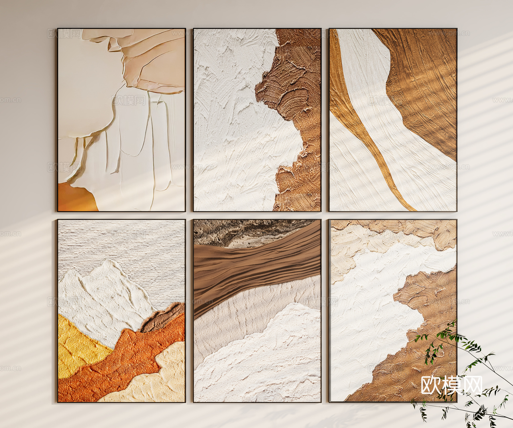 现代肌理画 装饰画3d模型下载