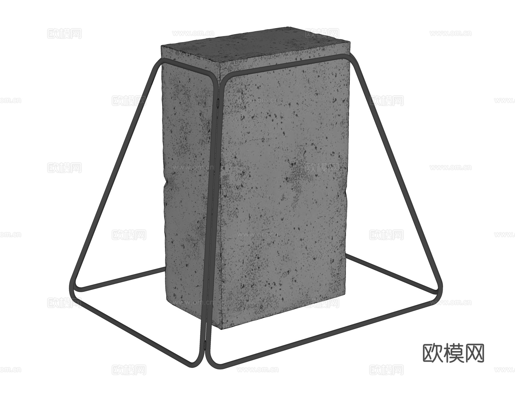 石头茶几 水泥茶几su模型下载（渲染图1）